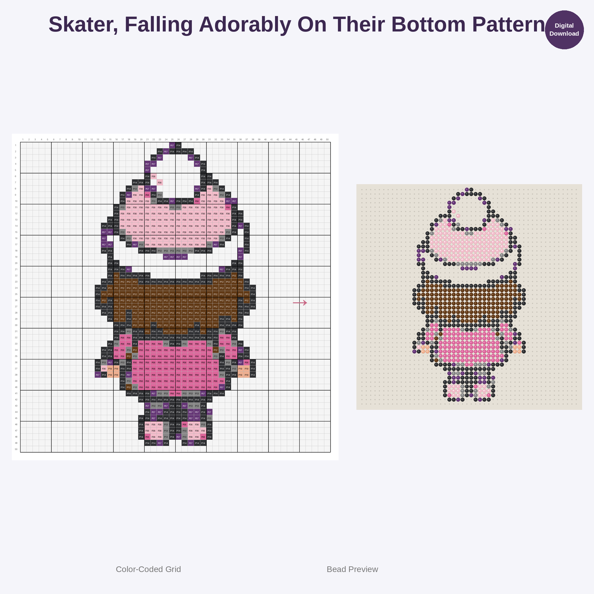 Kawaii Ice Skating Kids Perler Bead Patterns Bundle, 48 Designs (PDF Digital Download)