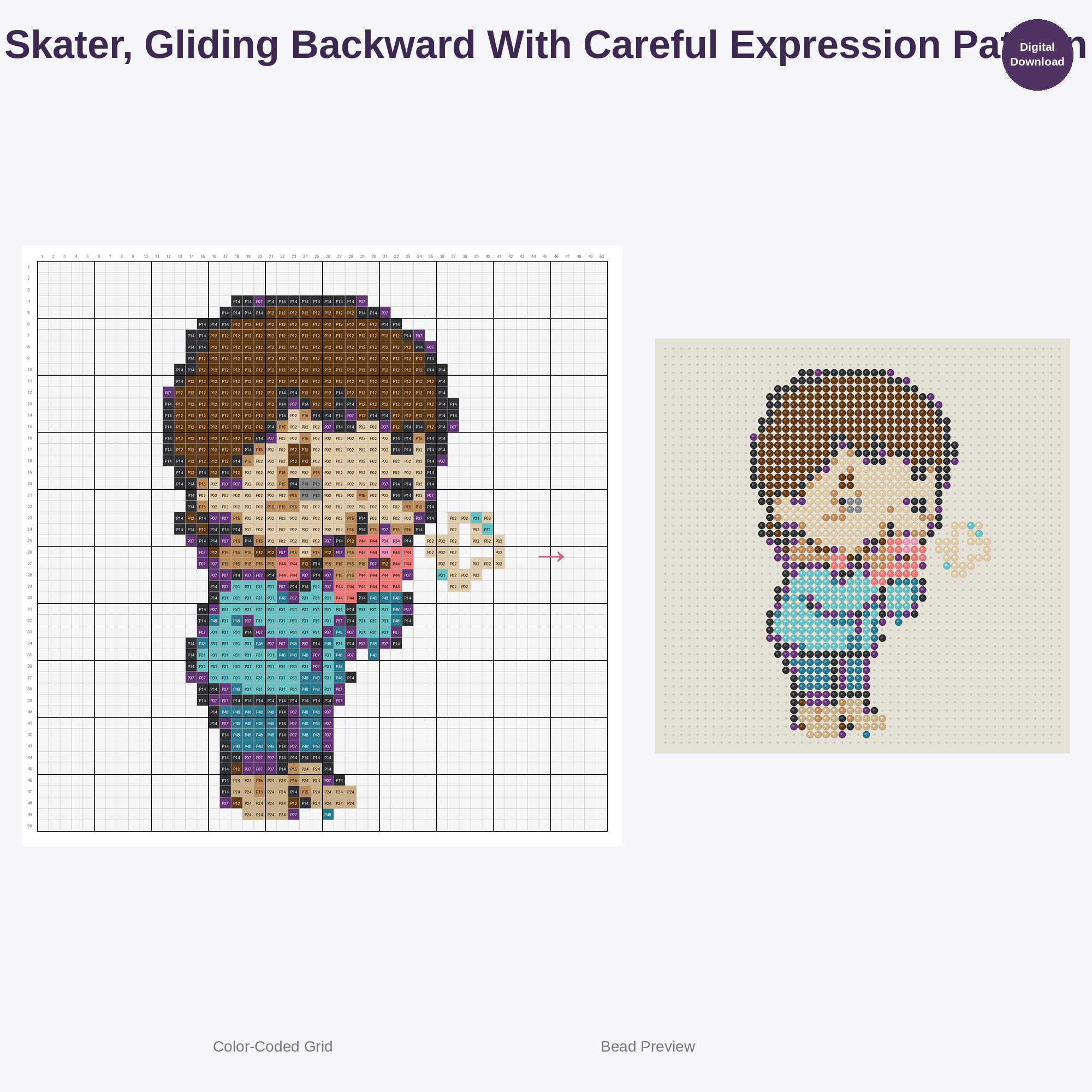 Kawaii Ice Skating Kids Perler Bead Patterns Bundle, 48 Designs (PDF Digital Download)