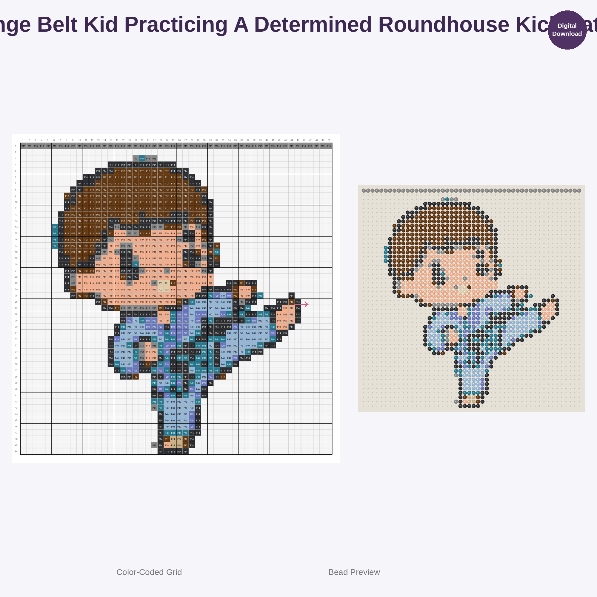 Kawaii Kids Karate Perler Bead Patterns Bundle, 48 Designs (PDF Digital Download)