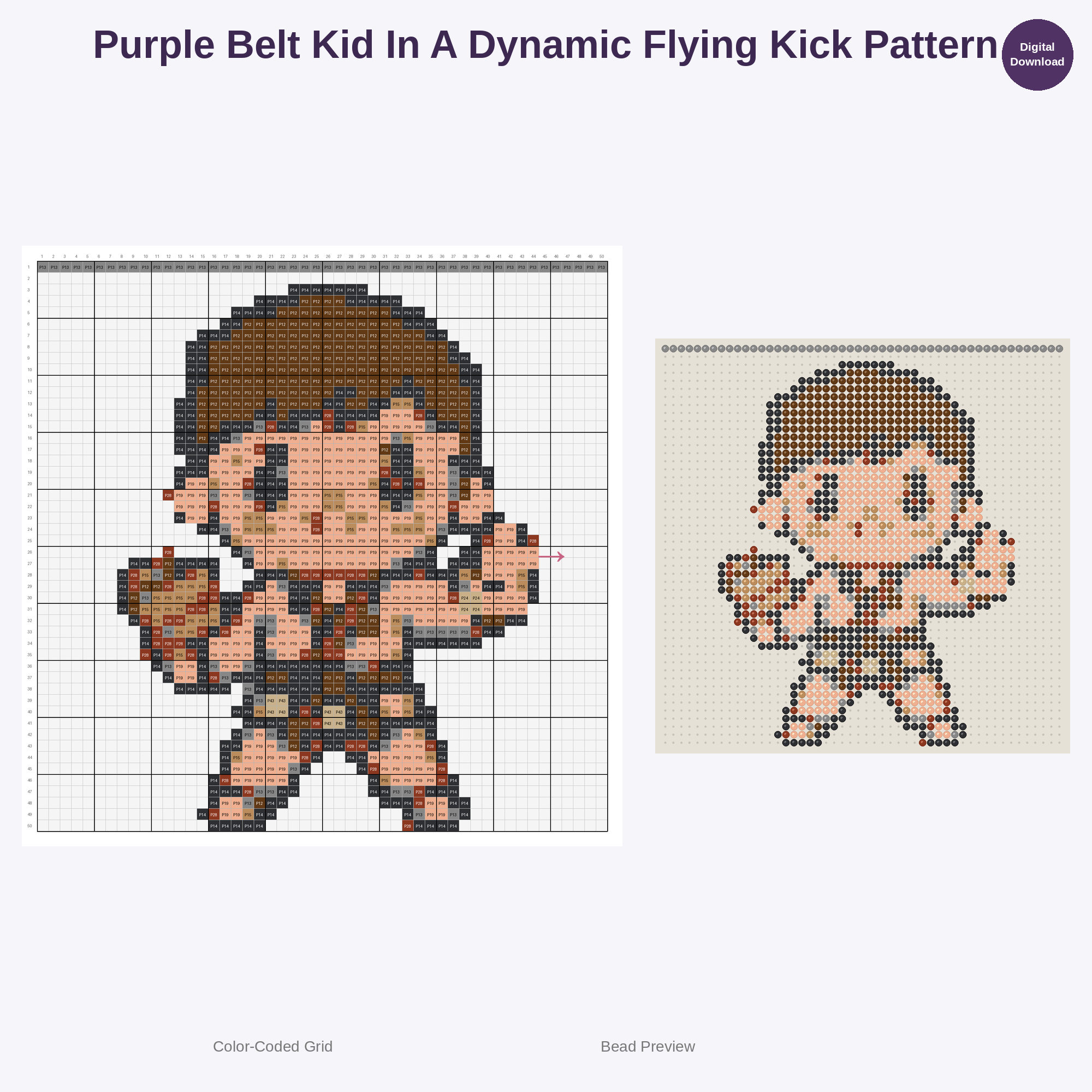 Kawaii Kids Karate Perler Bead Patterns Bundle, 48 Designs (PDF Digital Download)
