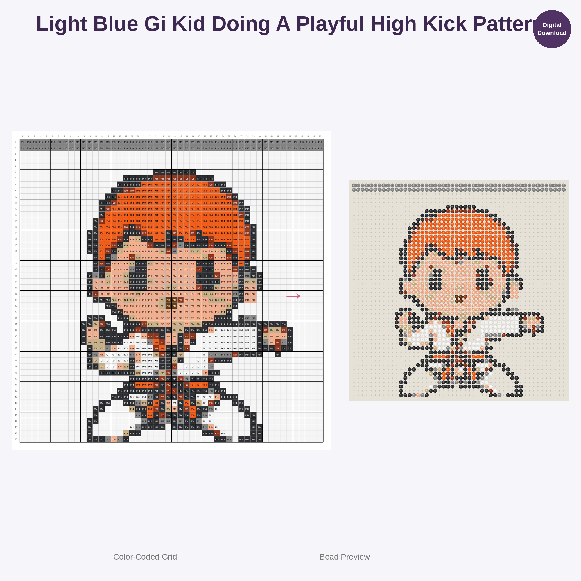 Kawaii Kids Karate Perler Bead Patterns Bundle, 48 Designs (PDF Digital Download)