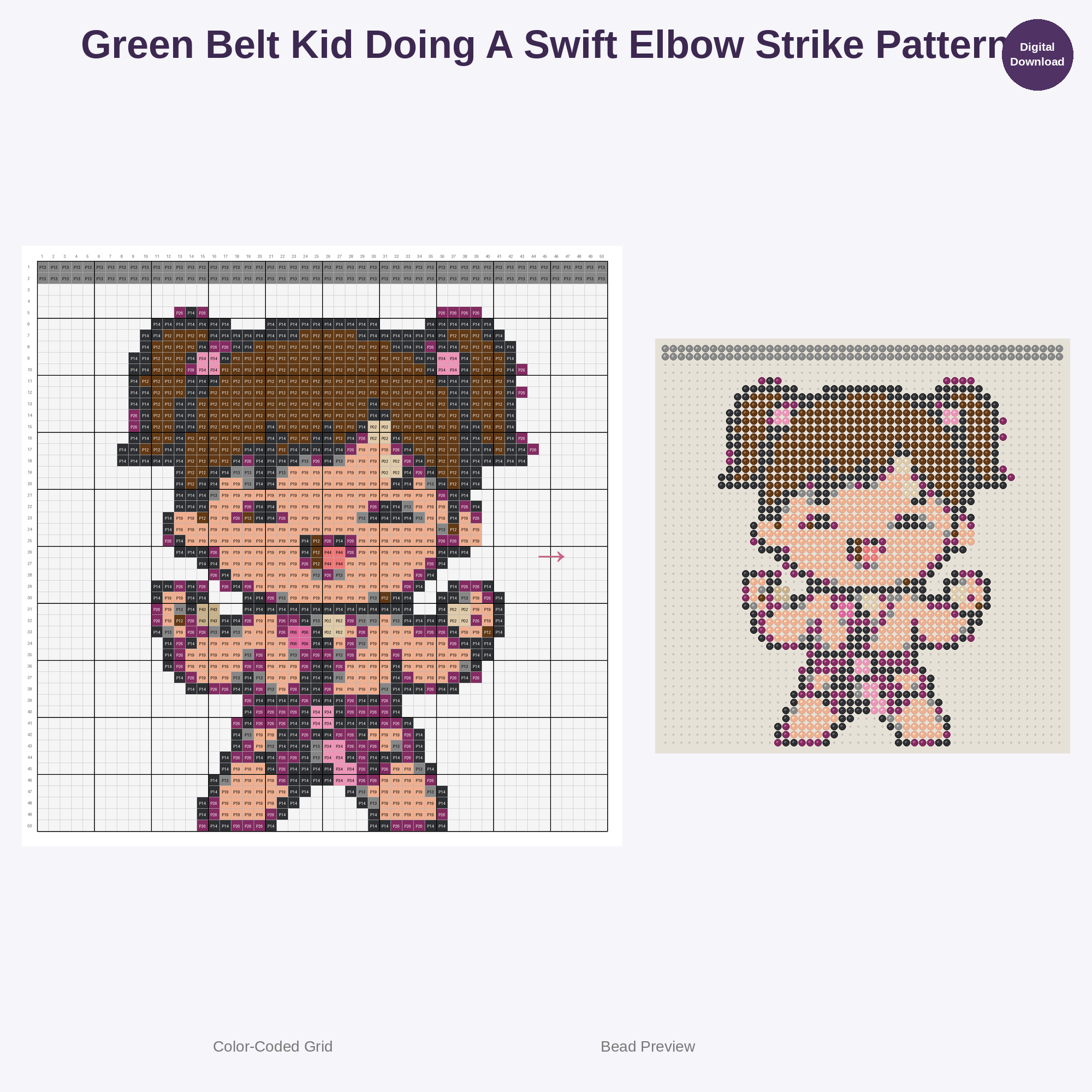 Kawaii Kids Karate Perler Bead Patterns Bundle, 48 Designs (PDF Digital Download)