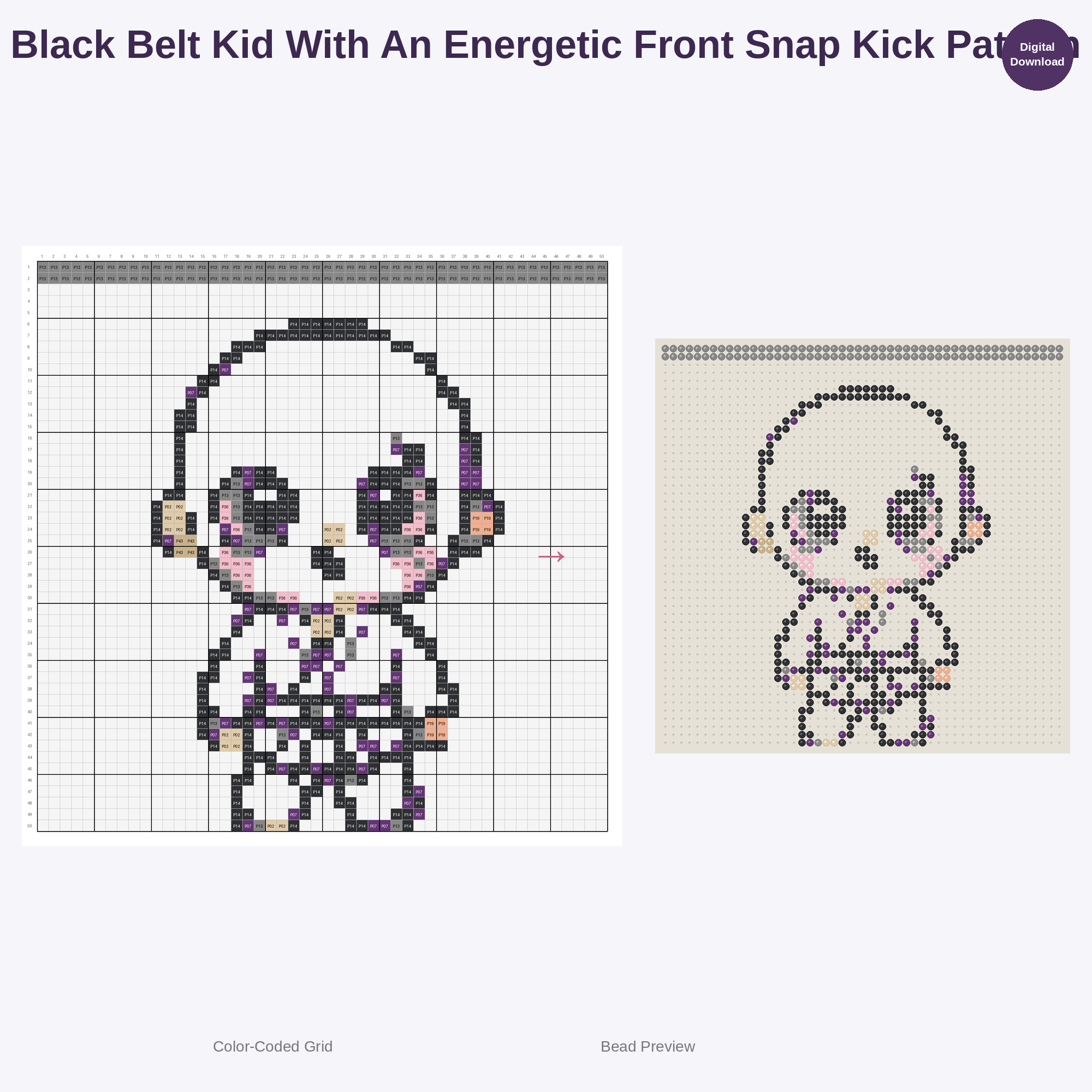 Kawaii Kids Karate Perler Bead Patterns Bundle, 48 Designs (PDF Digital Download)