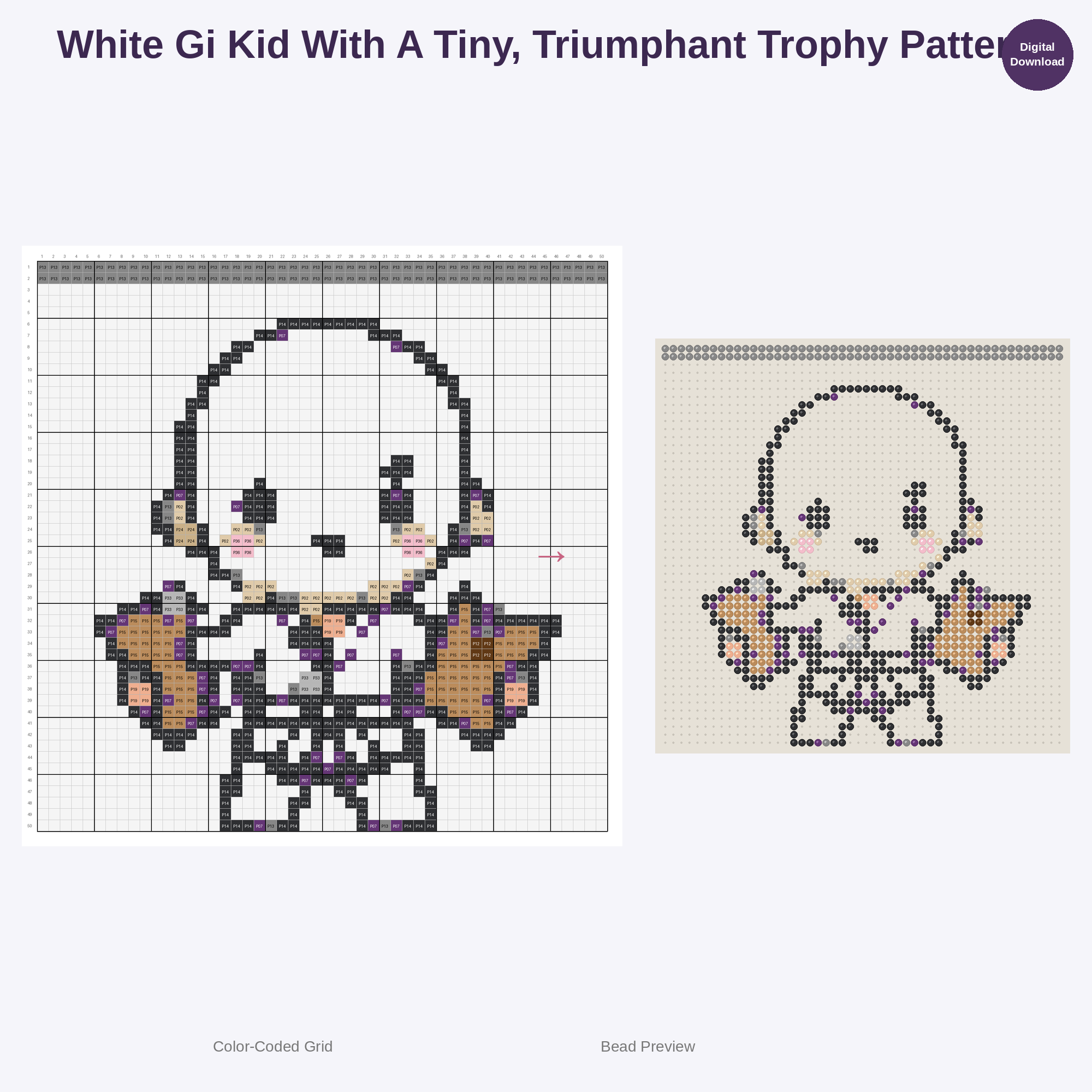 Kawaii Kids Karate Perler Bead Patterns Bundle, 48 Designs (PDF Digital Download)