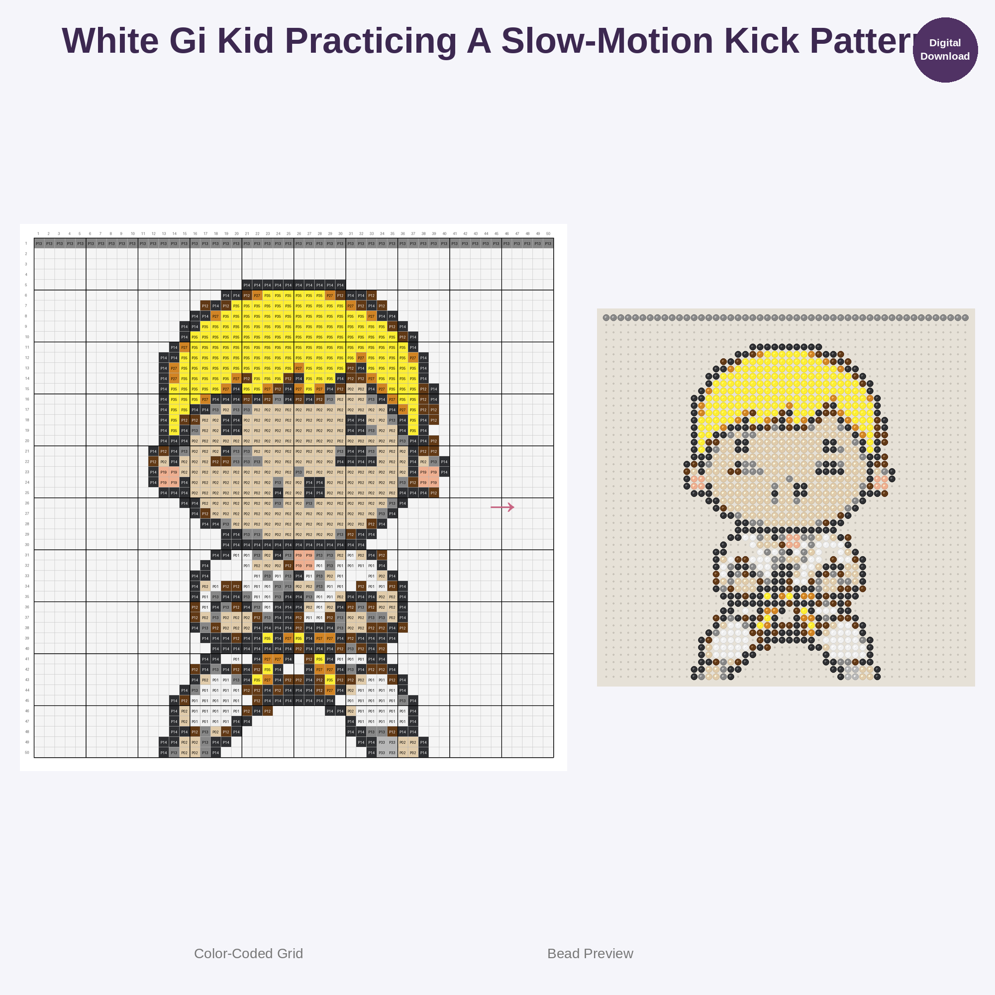 Kawaii Kids Karate Perler Bead Patterns Bundle, 48 Designs (PDF Digital Download)