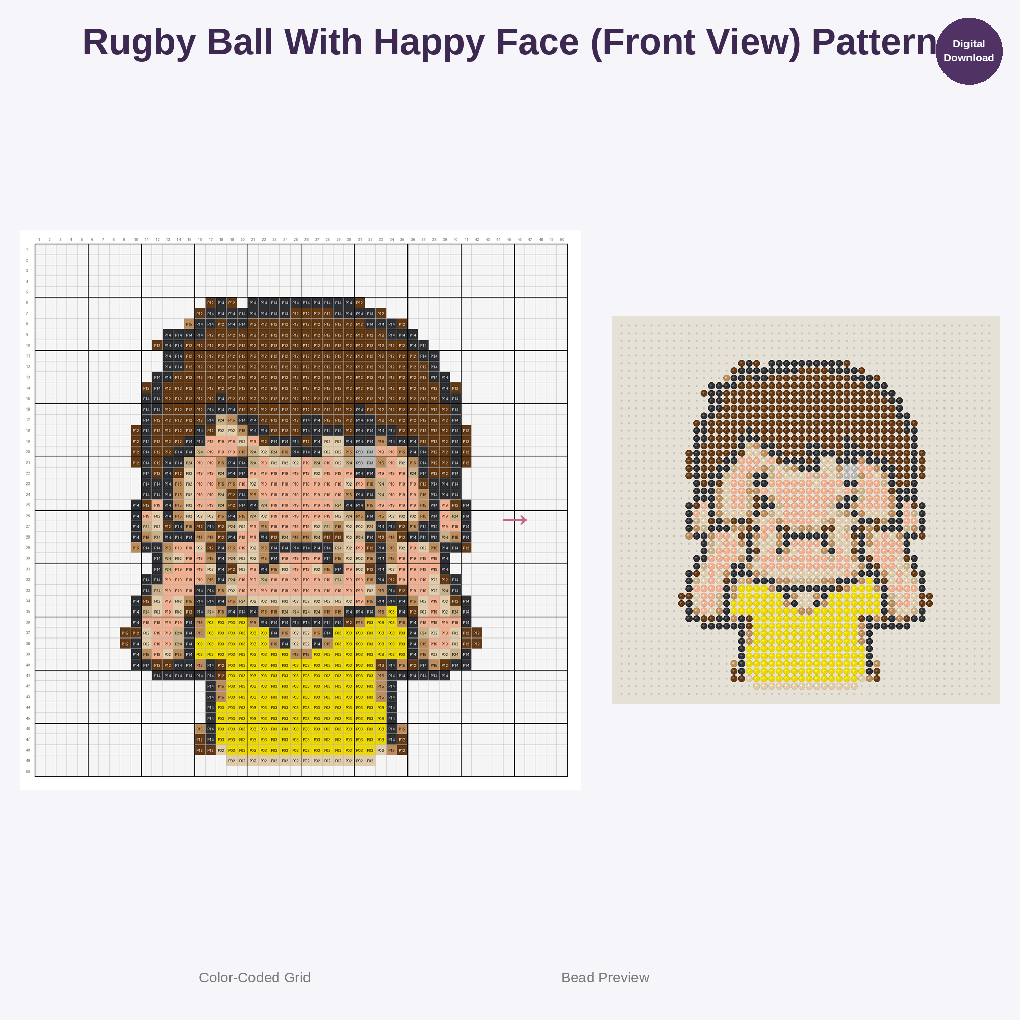 Kawaii Kids Rugby Playtime Perler Bead Patterns Bundle, 48 Designs (PDF Digital Download)