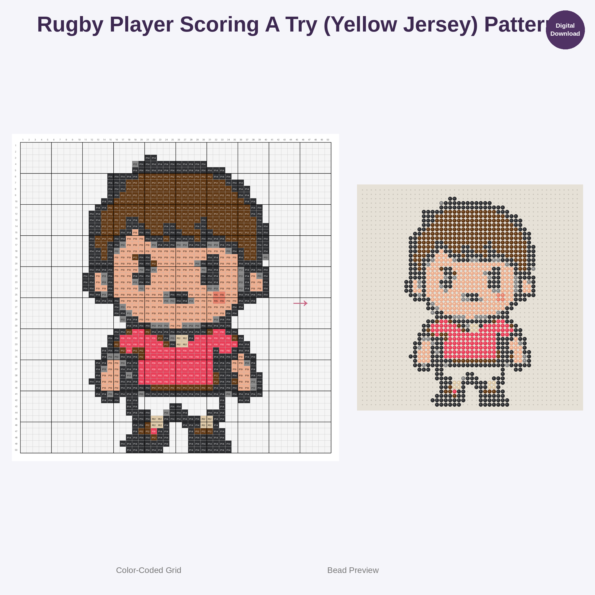 Kawaii Kids Rugby Playtime Perler Bead Patterns Bundle, 48 Designs (PDF Digital Download)