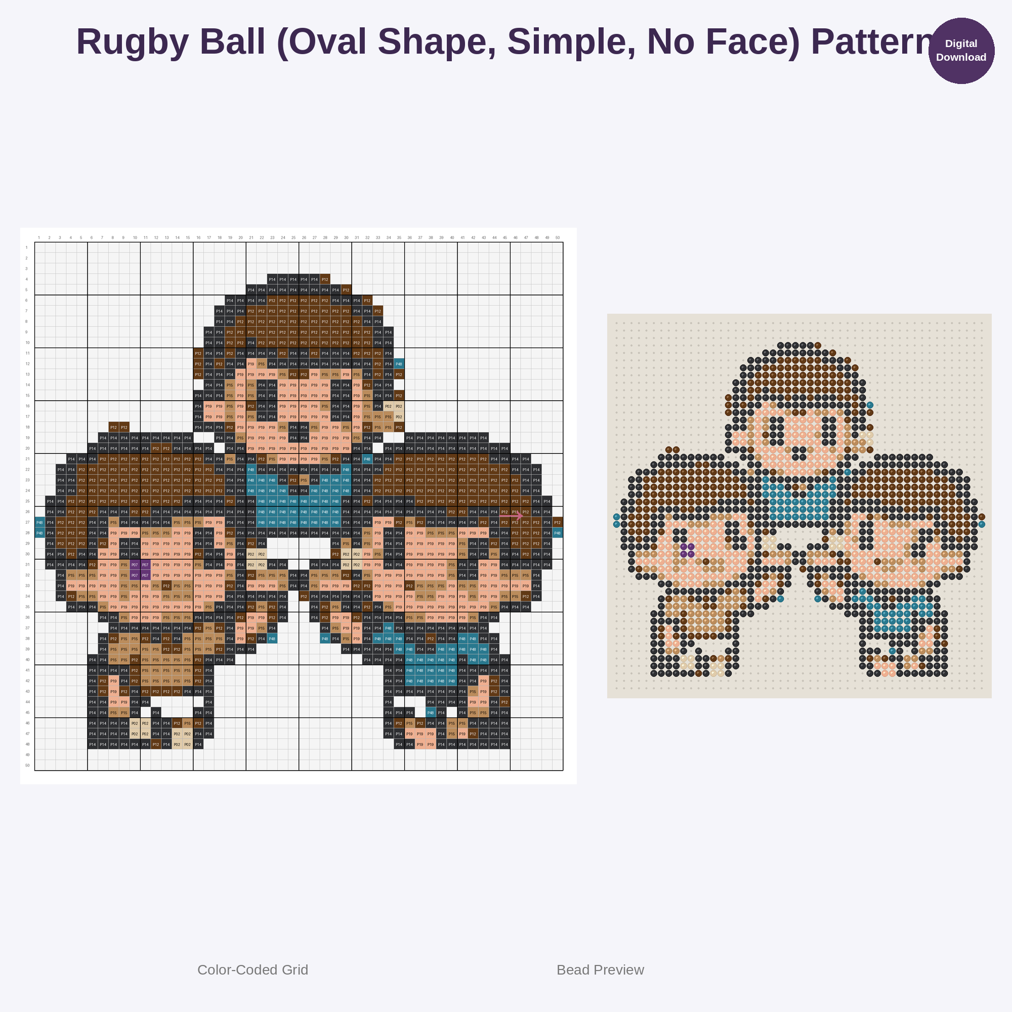 Kawaii Kids Rugby Playtime Perler Bead Patterns Bundle, 48 Designs (PDF Digital Download)