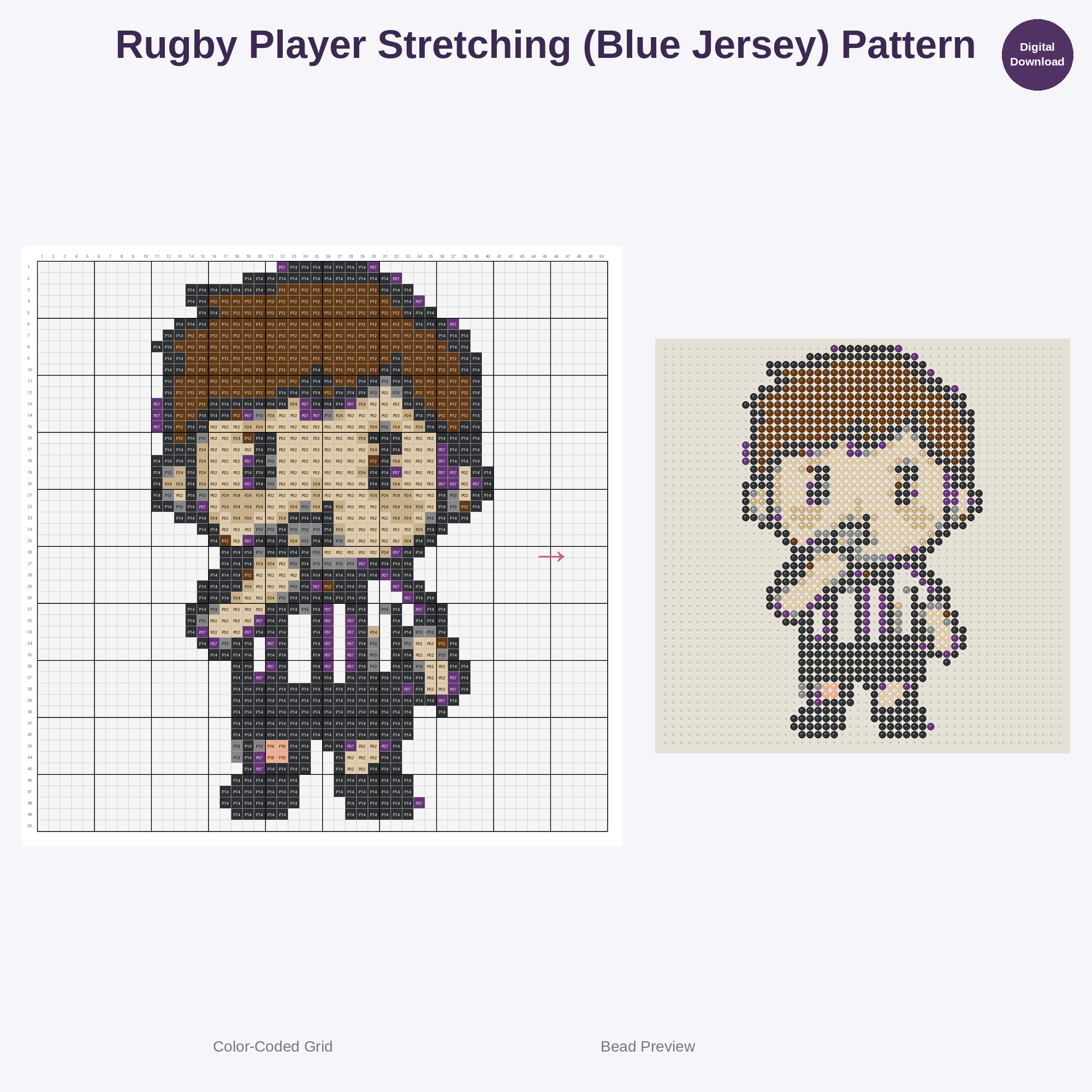 Kawaii Kids Rugby Playtime Perler Bead Patterns Bundle, 48 Designs (PDF Digital Download)