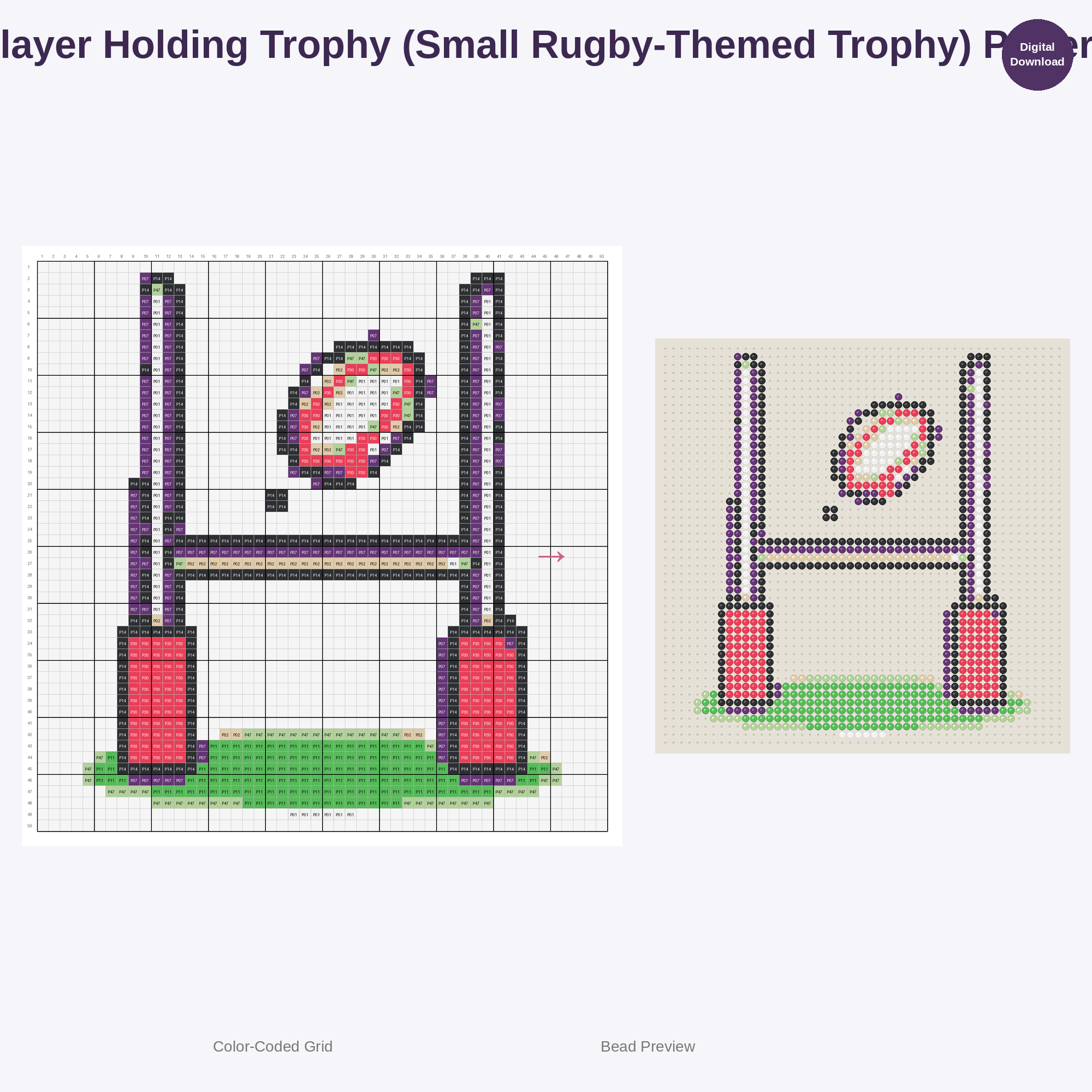Kawaii Kids Rugby Playtime Perler Bead Patterns Bundle, 48 Designs (PDF Digital Download)