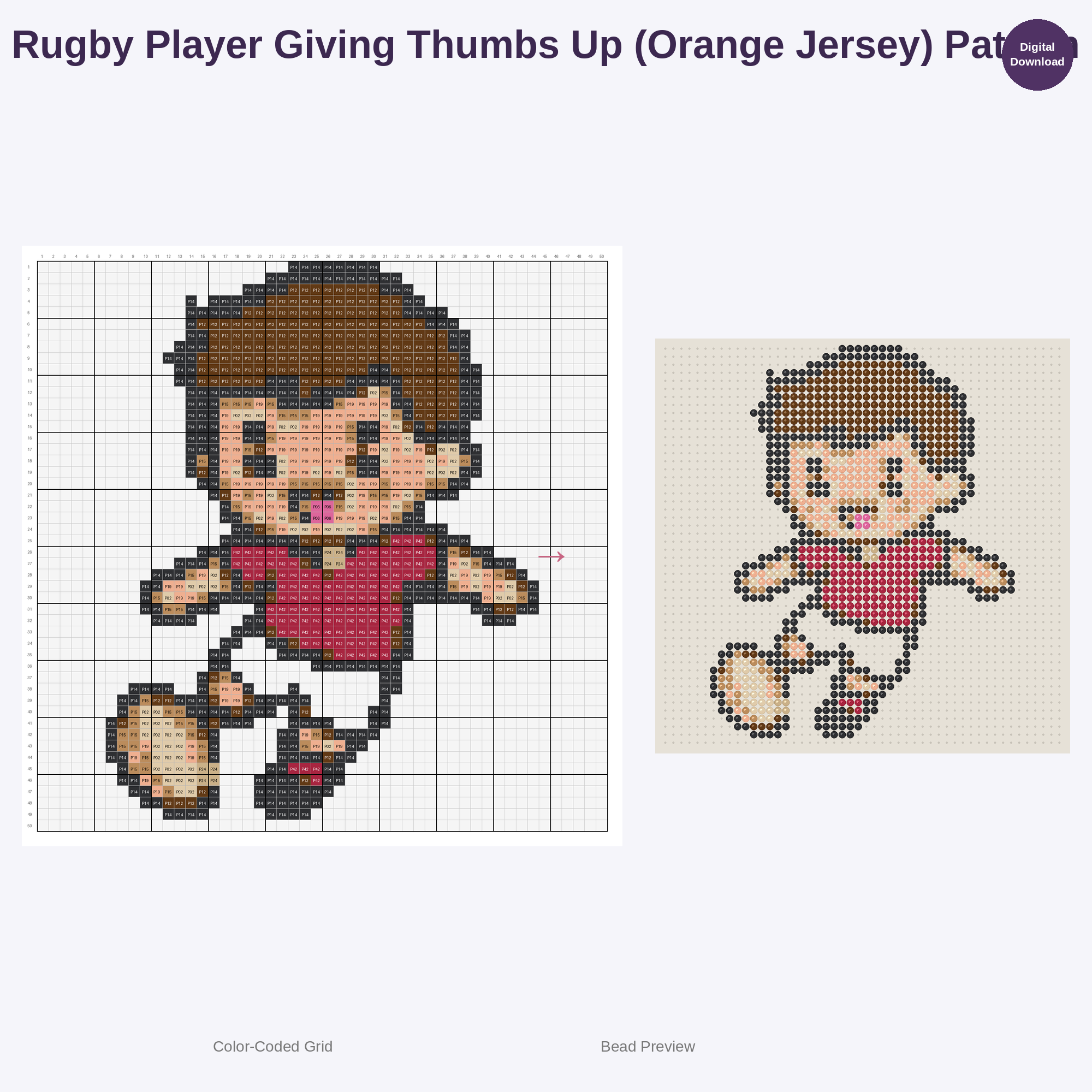 Kawaii Kids Rugby Playtime Perler Bead Patterns Bundle, 48 Designs (PDF Digital Download)