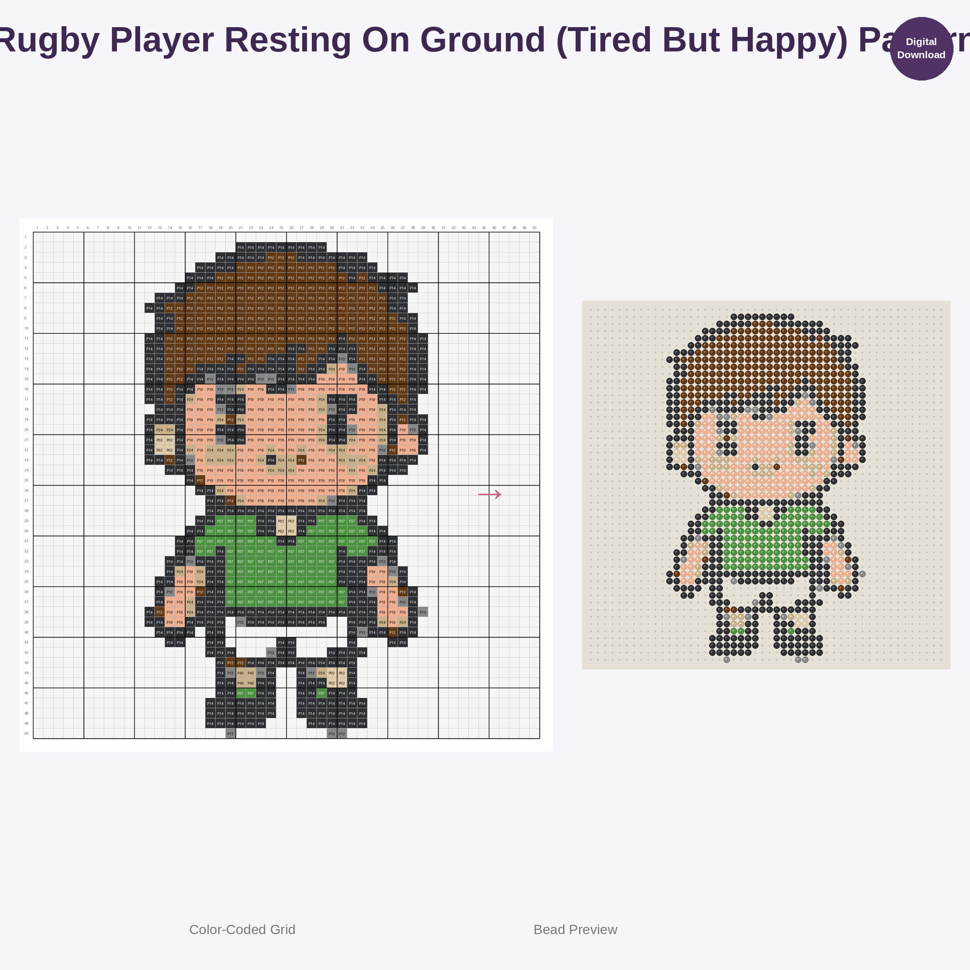 Kawaii Kids Rugby Playtime Perler Bead Patterns Bundle, 48 Designs (PDF Digital Download)