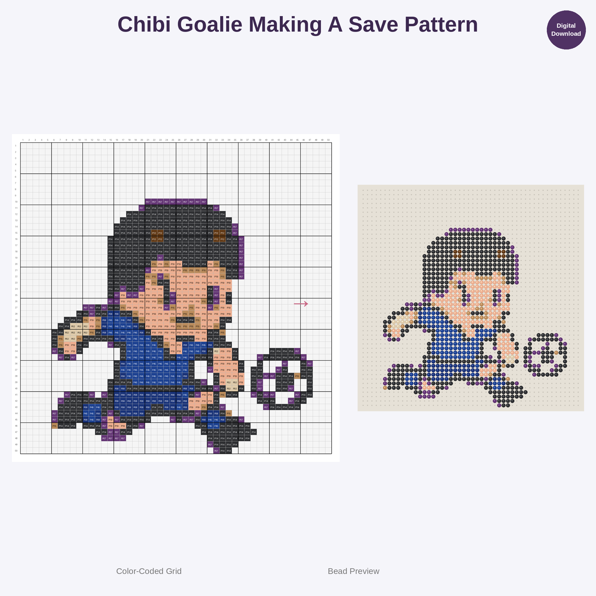 Cute Kawaii Kids Soccer Team Perler Bead Patterns Bundle, 48 Designs (PDF Digital Download)