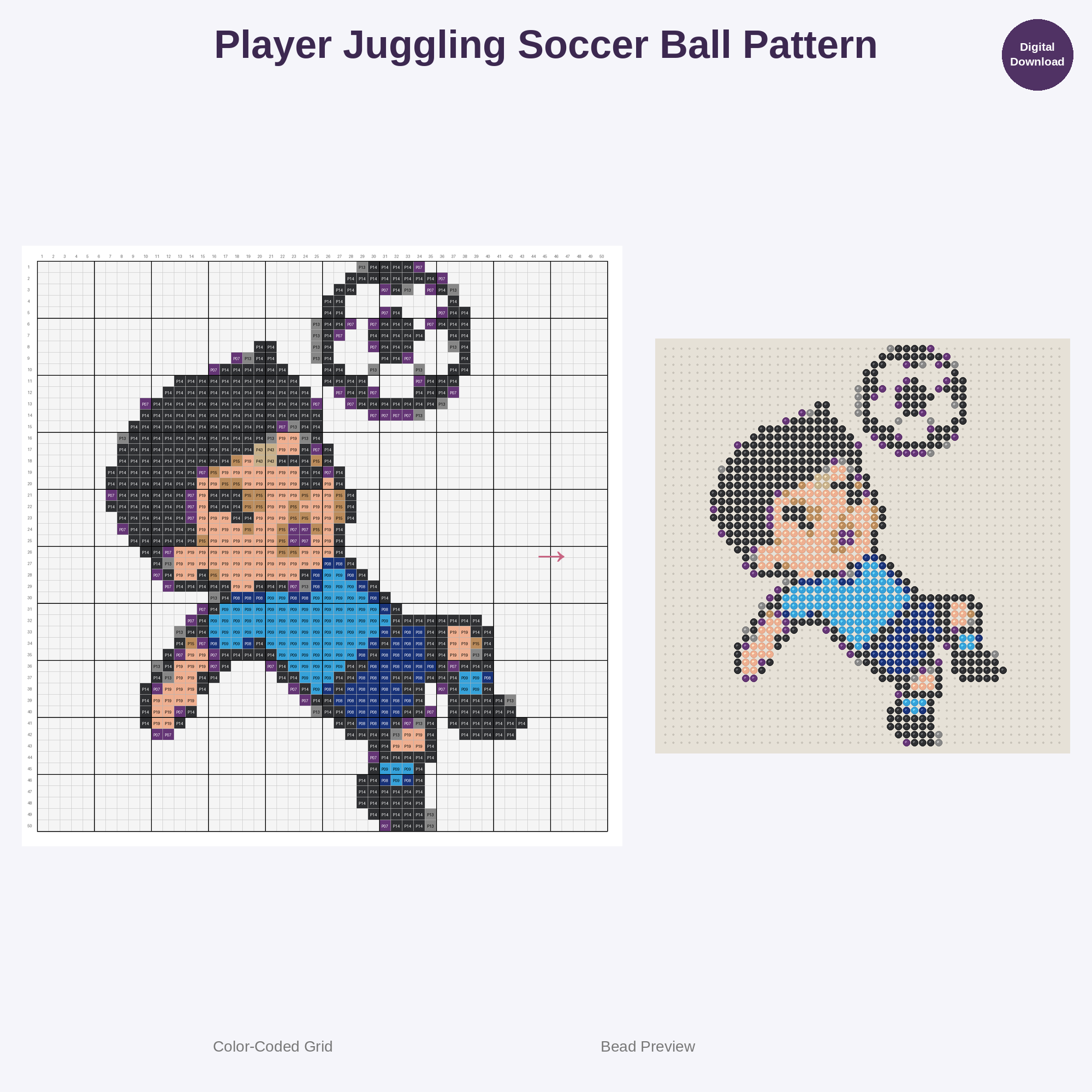 Cute Kawaii Kids Soccer Team Perler Bead Patterns Bundle, 48 Designs (PDF Digital Download)