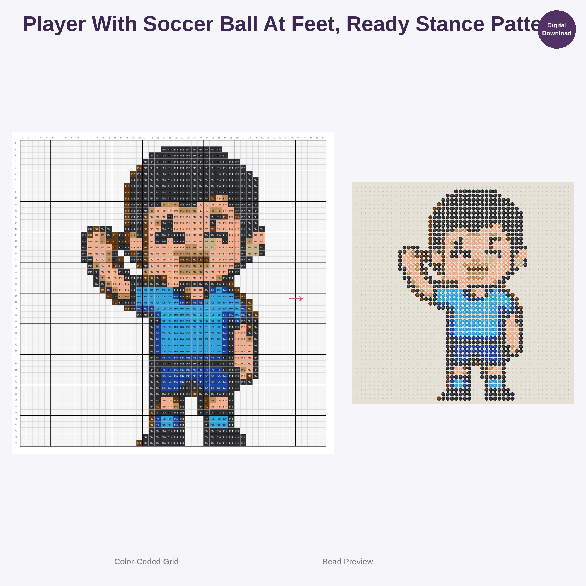Cute Kawaii Kids Soccer Team Perler Bead Patterns Bundle, 48 Designs (PDF Digital Download)