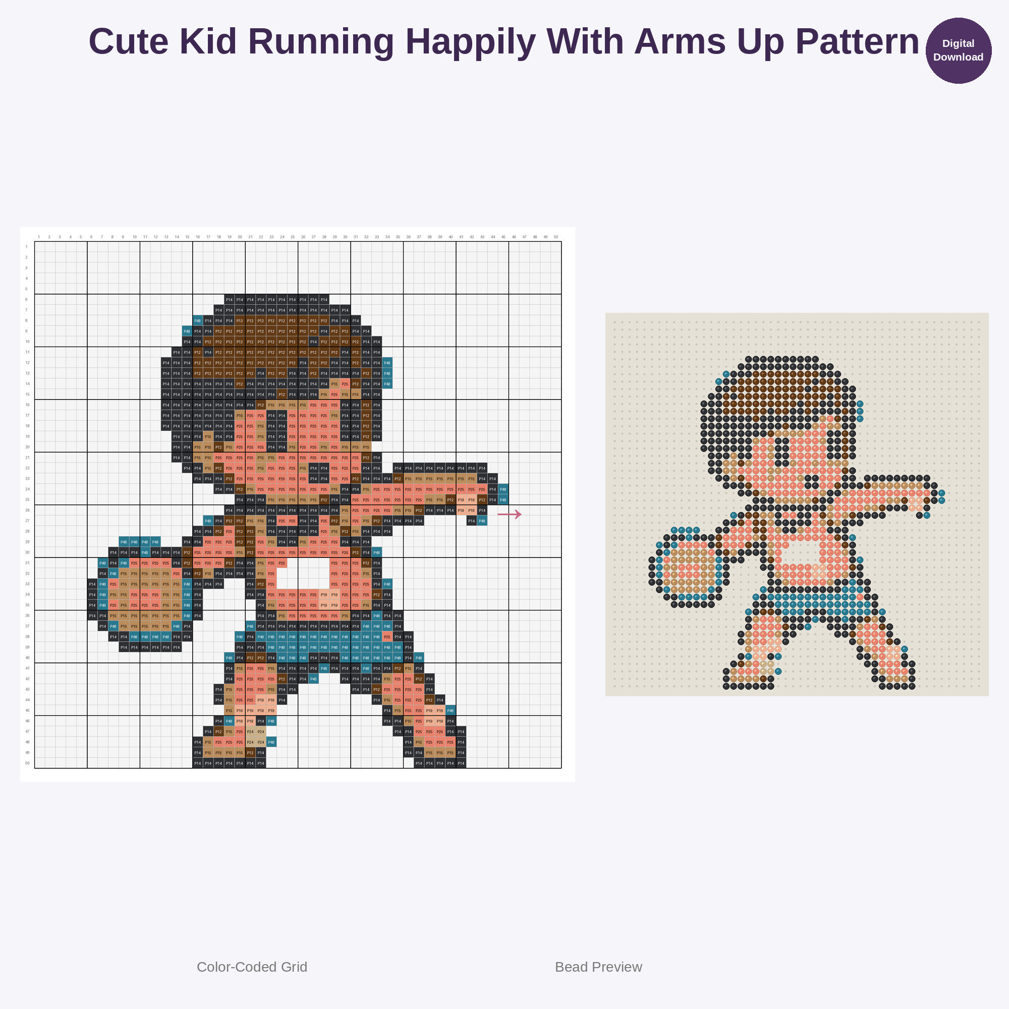 Kawaii Kids Track & Field Adventures Perler Bead Patterns Bundle, 48 Designs (PDF Digital Download)