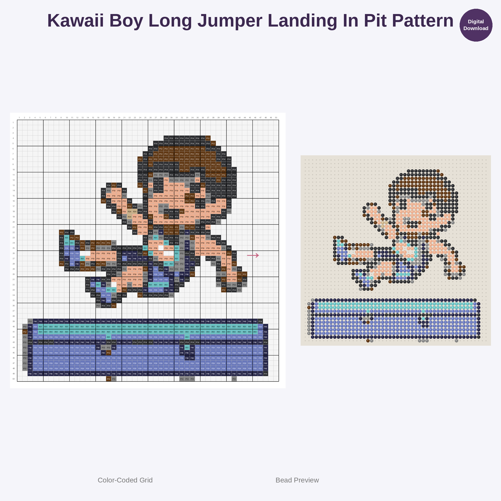 Kawaii Kids Track & Field Adventures Perler Bead Patterns Bundle, 48 Designs (PDF Digital Download)