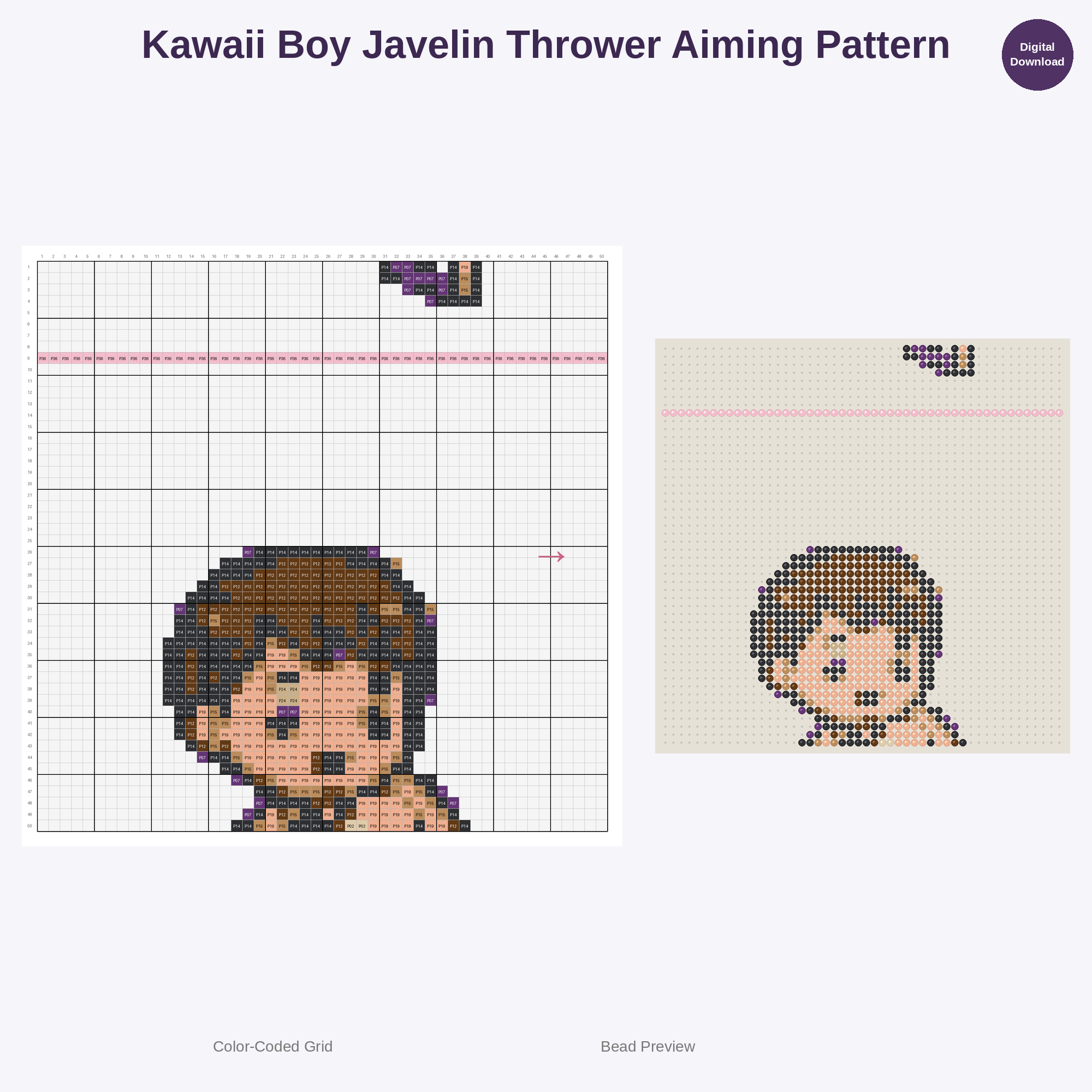 Kawaii Kids Track & Field Adventures Perler Bead Patterns Bundle, 48 Designs (PDF Digital Download)
