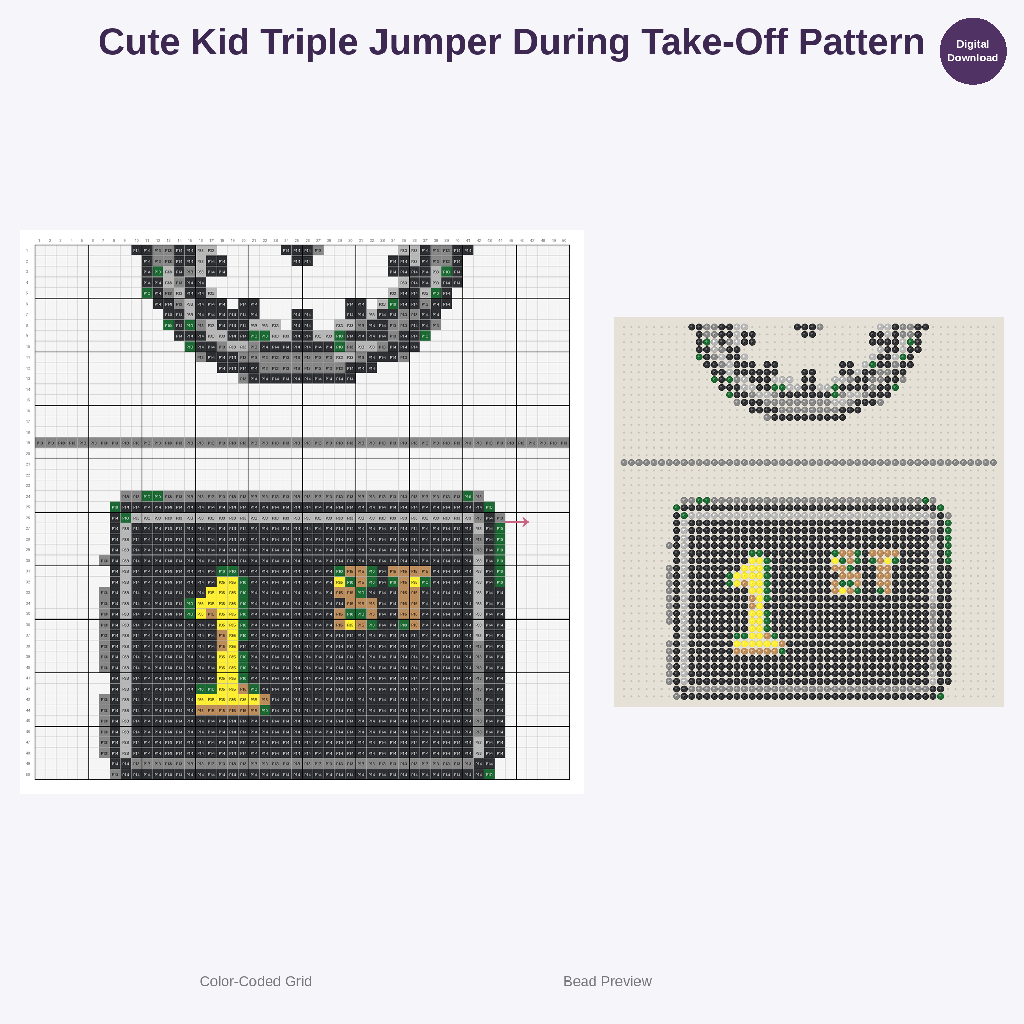 Kawaii Kids Track & Field Adventures Perler Bead Patterns Bundle, 48 Designs (PDF Digital Download)