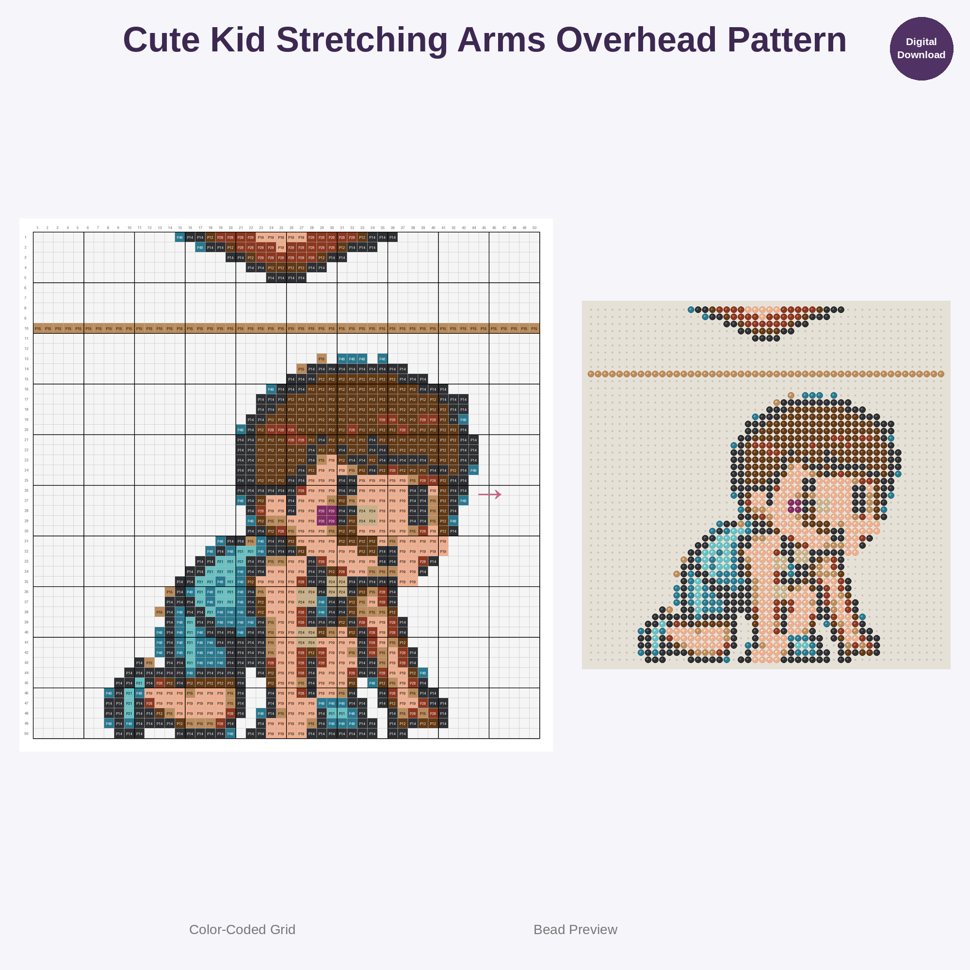 Kawaii Kids Track & Field Adventures Perler Bead Patterns Bundle, 48 Designs (PDF Digital Download)