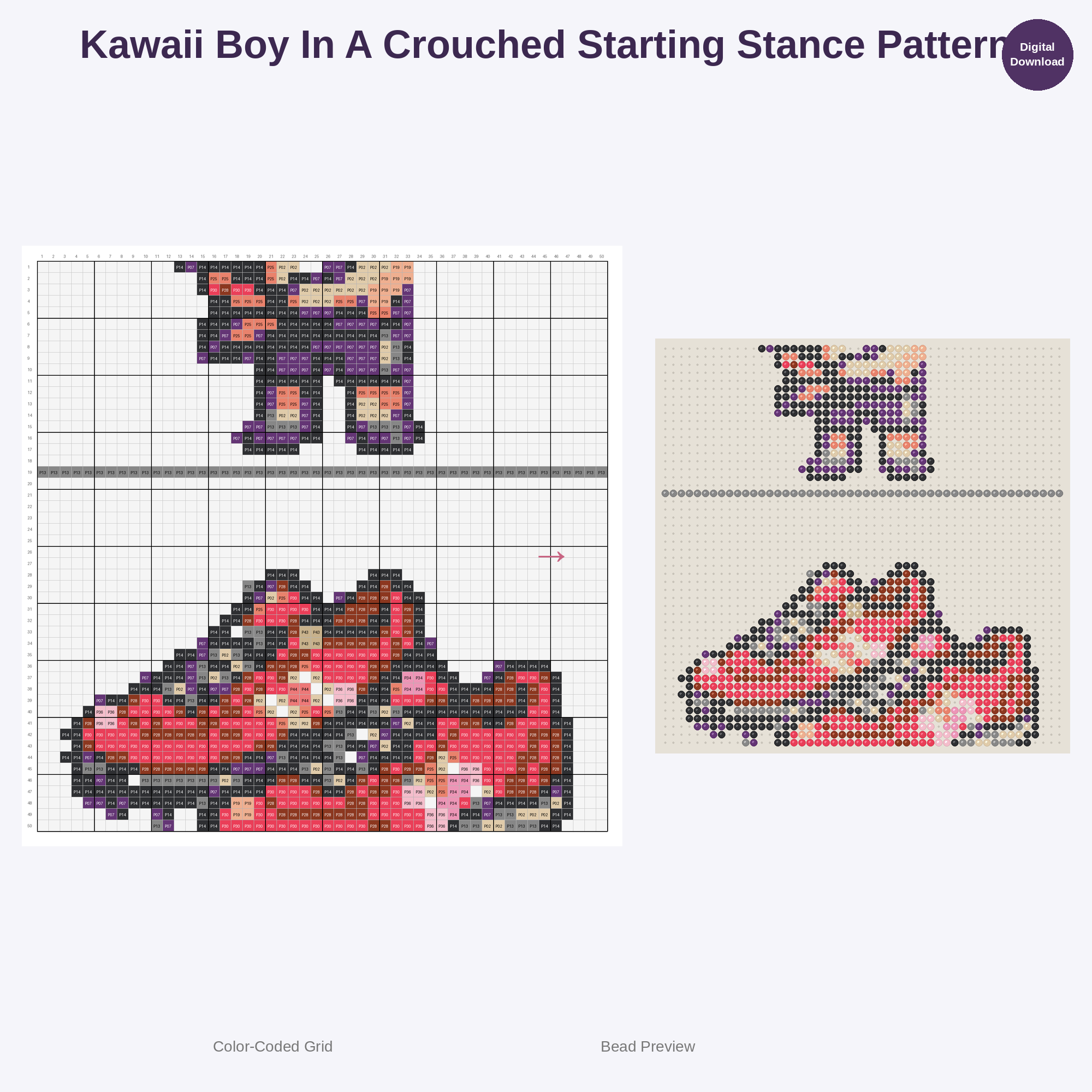 Kawaii Kids Track & Field Adventures Perler Bead Patterns Bundle, 48 Designs (PDF Digital Download)