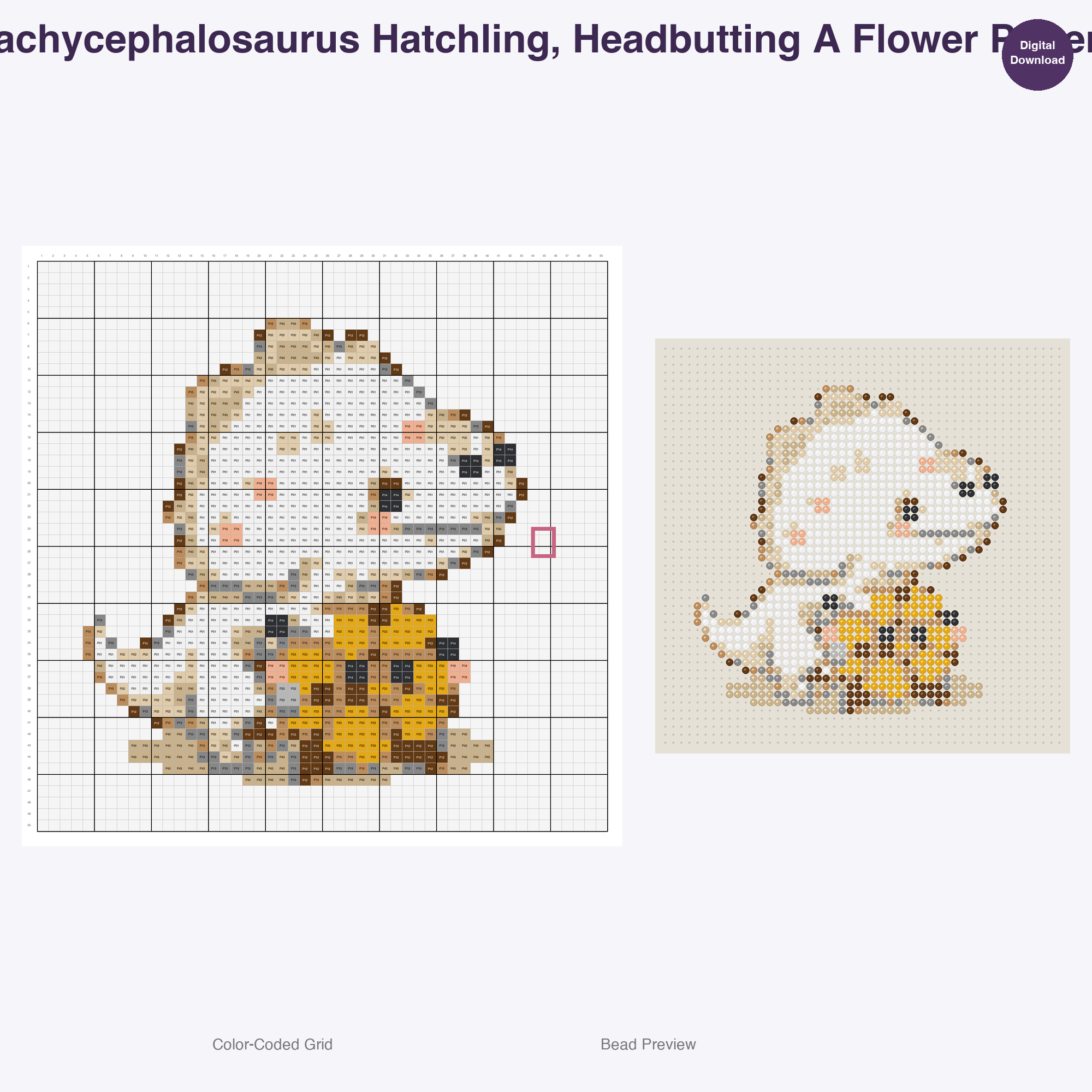 Kawaii Prehistoric Hatchlings Perler Bead Patterns, 48 Designs x 3 Grid Sizes (29x29 + 50x50 + 128x128), Fuse Bead PDF Digital Download