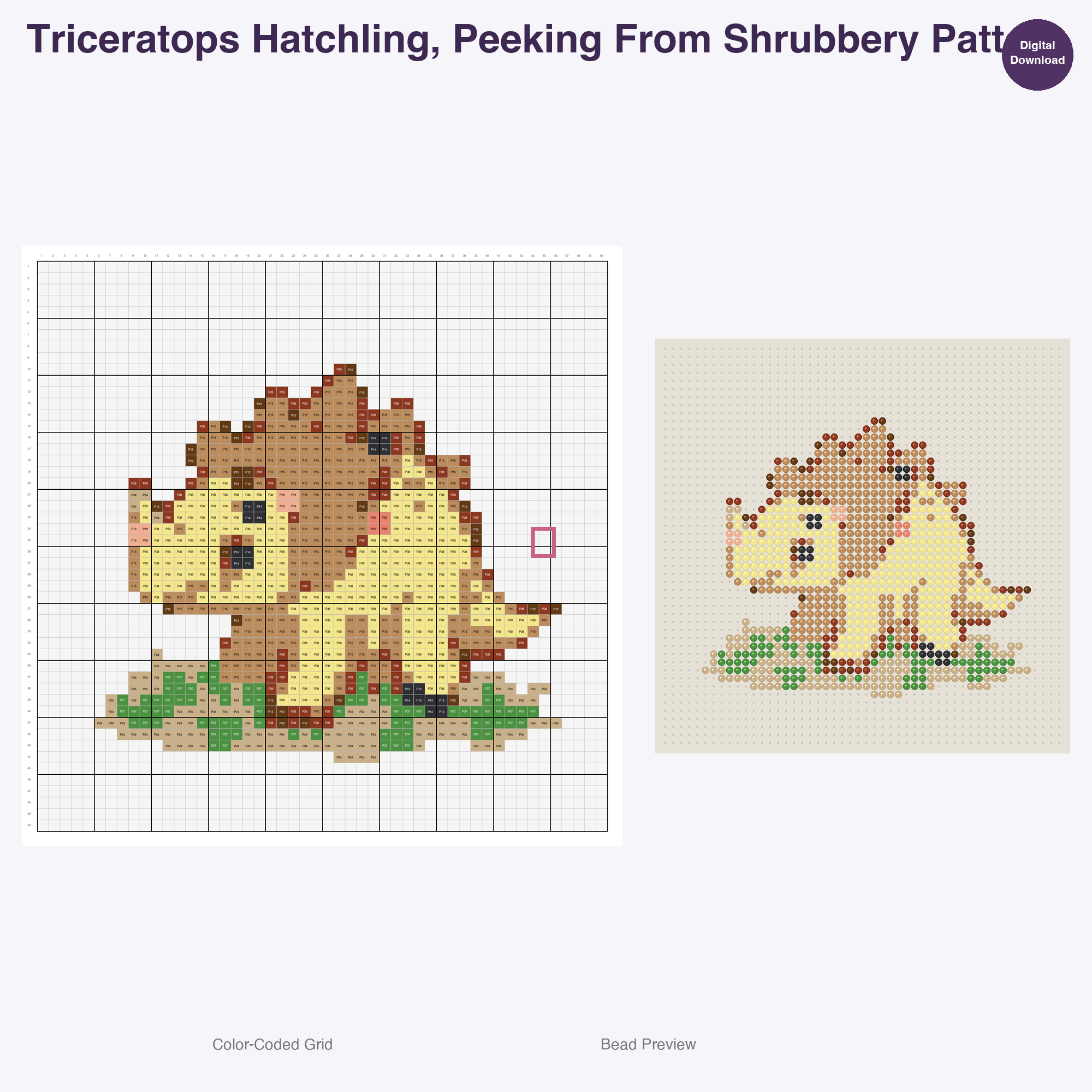 Kawaii Prehistoric Hatchlings Perler Bead Patterns, 48 Designs x 3 Grid Sizes (29x29 + 50x50 + 128x128), Fuse Bead PDF Digital Download