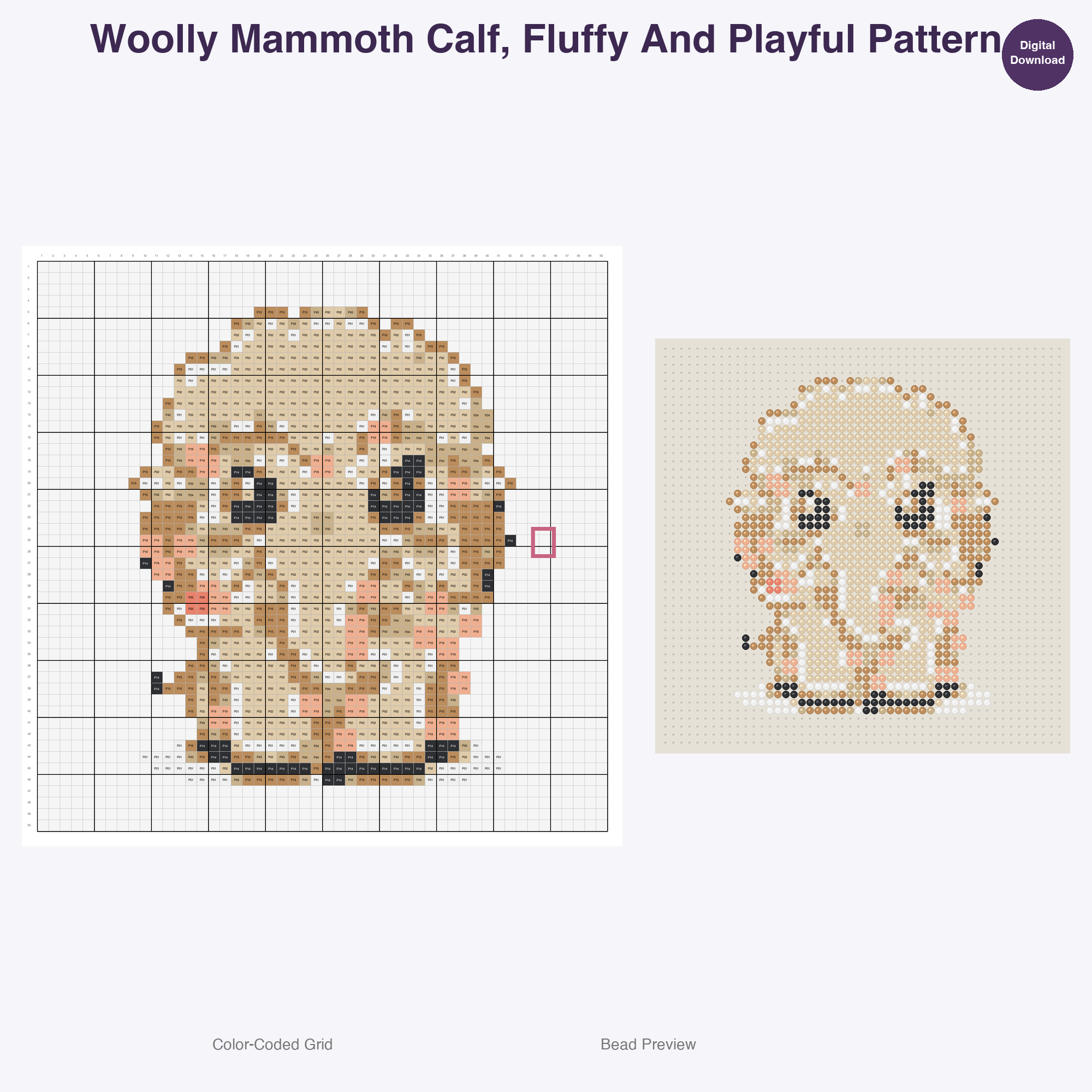 Kawaii Prehistoric Hatchlings Perler Bead Patterns, 48 Designs x 3 Grid Sizes (29x29 + 50x50 + 128x128), Fuse Bead PDF Digital Download
