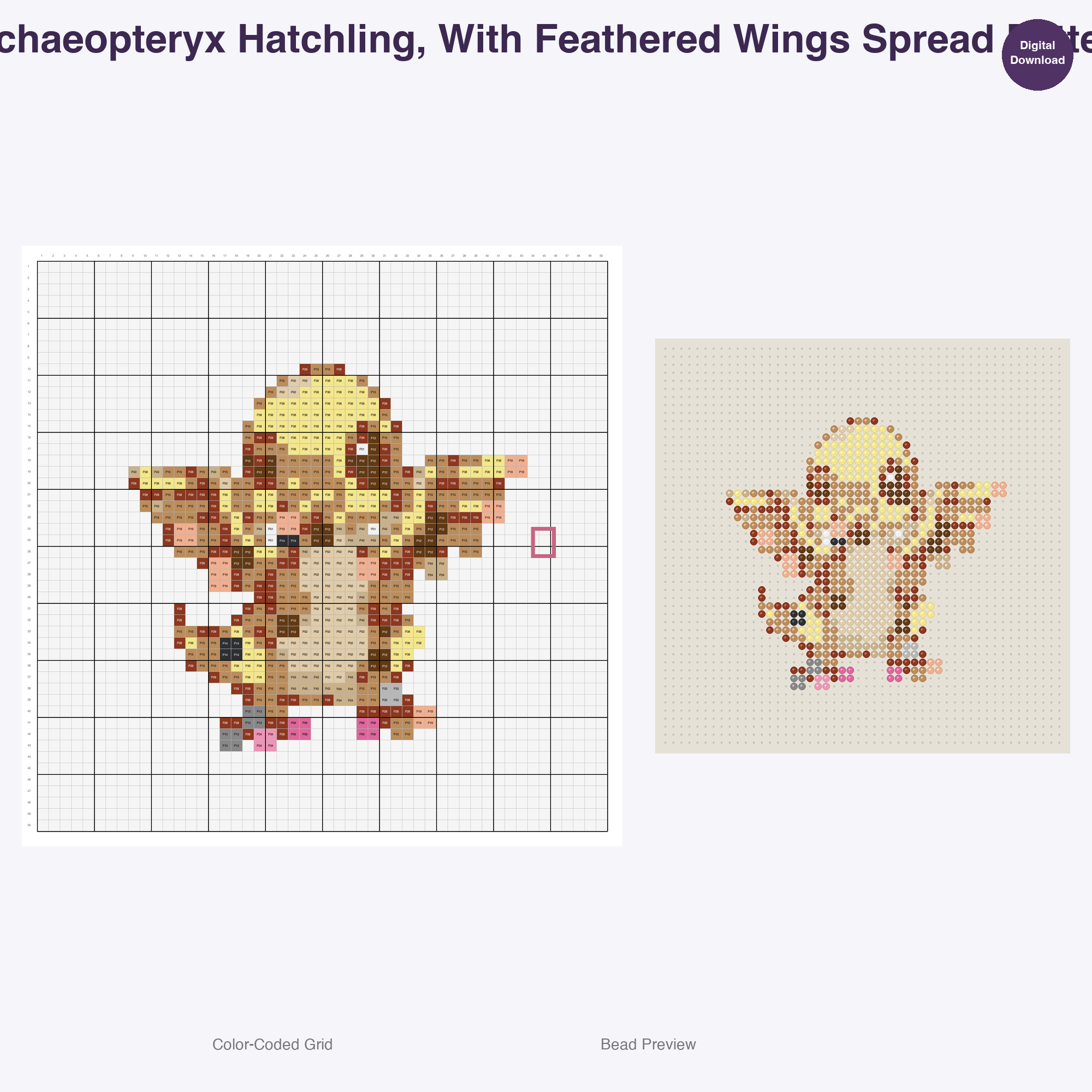 Kawaii Prehistoric Hatchlings Perler Bead Patterns, 48 Designs x 3 Grid Sizes (29x29 + 50x50 + 128x128), Fuse Bead PDF Digital Download