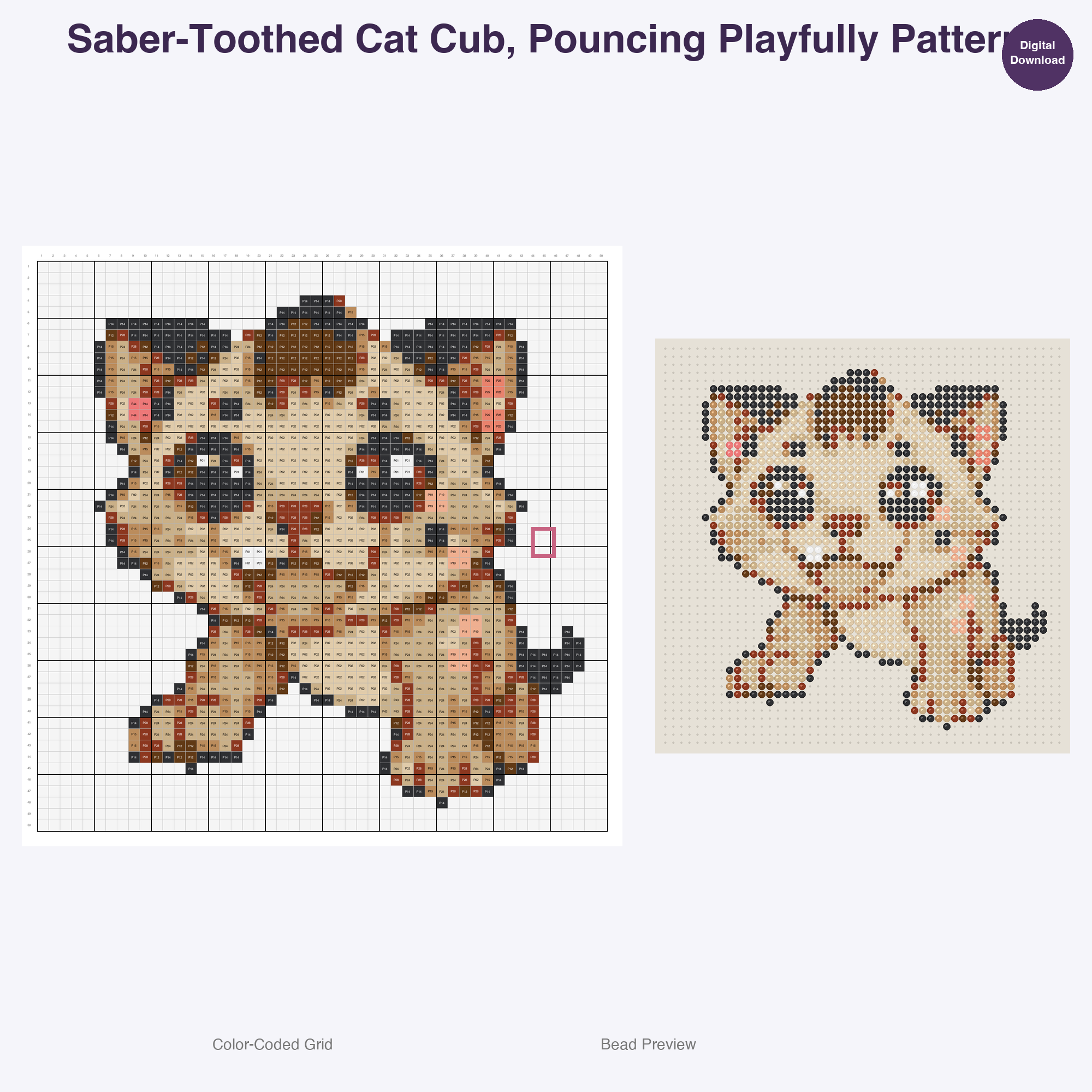 Kawaii Prehistoric Hatchlings Perler Bead Patterns, 48 Designs x 3 Grid Sizes (29x29 + 50x50 + 128x128), Fuse Bead PDF Digital Download