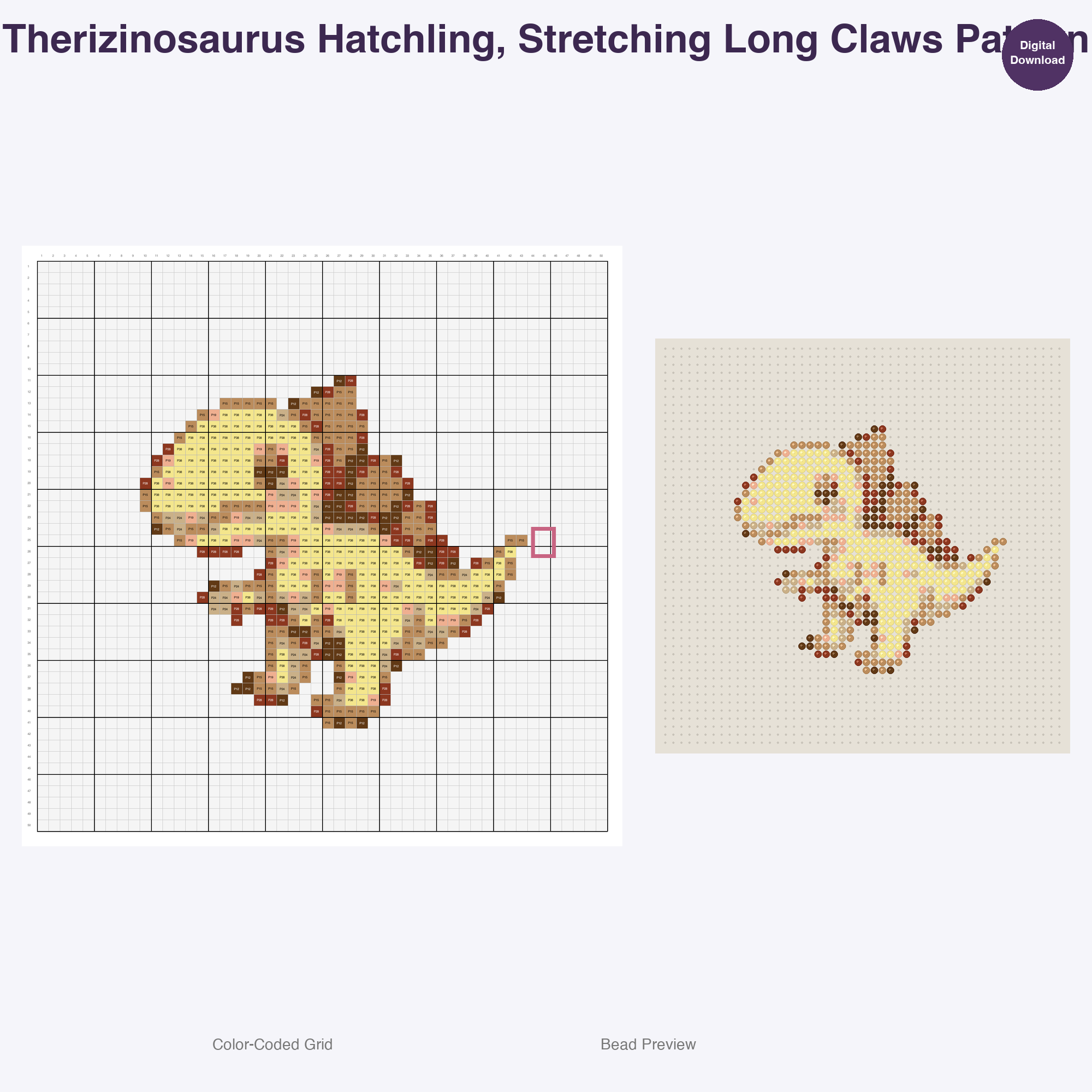 Kawaii Prehistoric Hatchlings Perler Bead Patterns, 48 Designs x 3 Grid Sizes (29x29 + 50x50 + 128x128), Fuse Bead PDF Digital Download