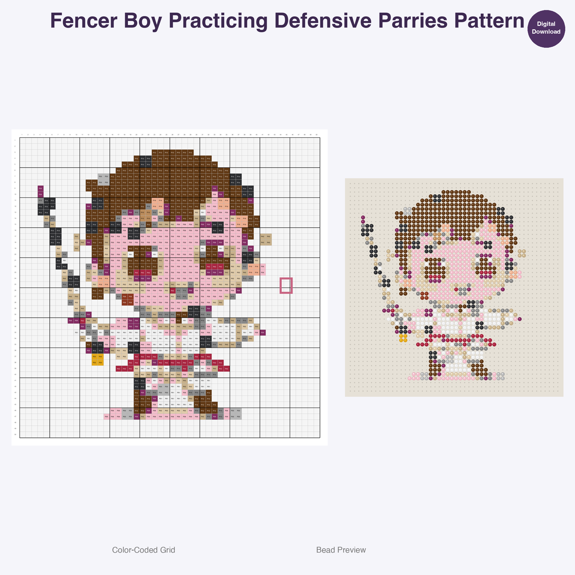 Cute Kids Fencing Adventures Perler Bead Patterns Bundle, 48 Designs (PDF Digital Download)
