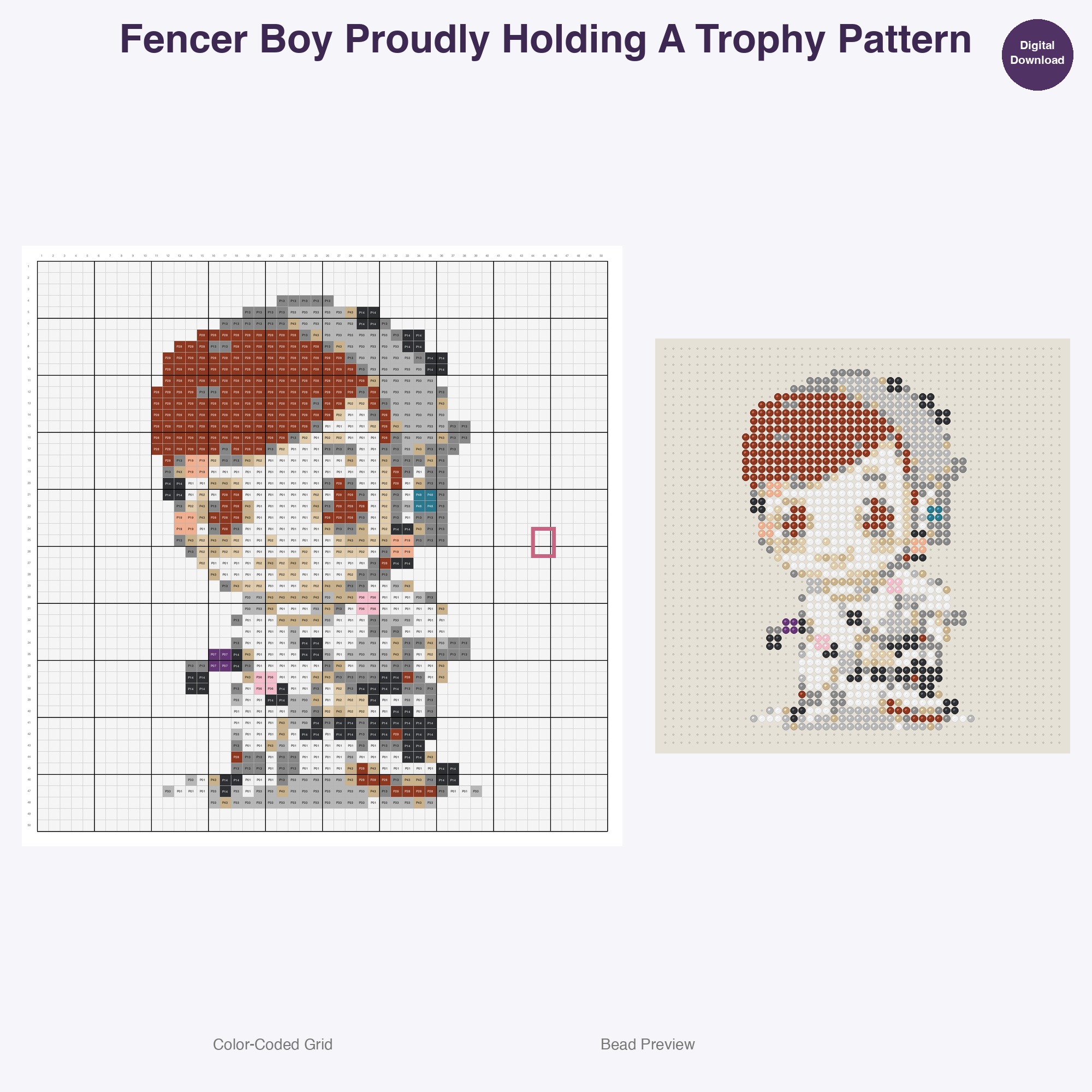 Cute Kids Fencing Adventures Perler Bead Patterns Bundle, 48 Designs (PDF Digital Download)