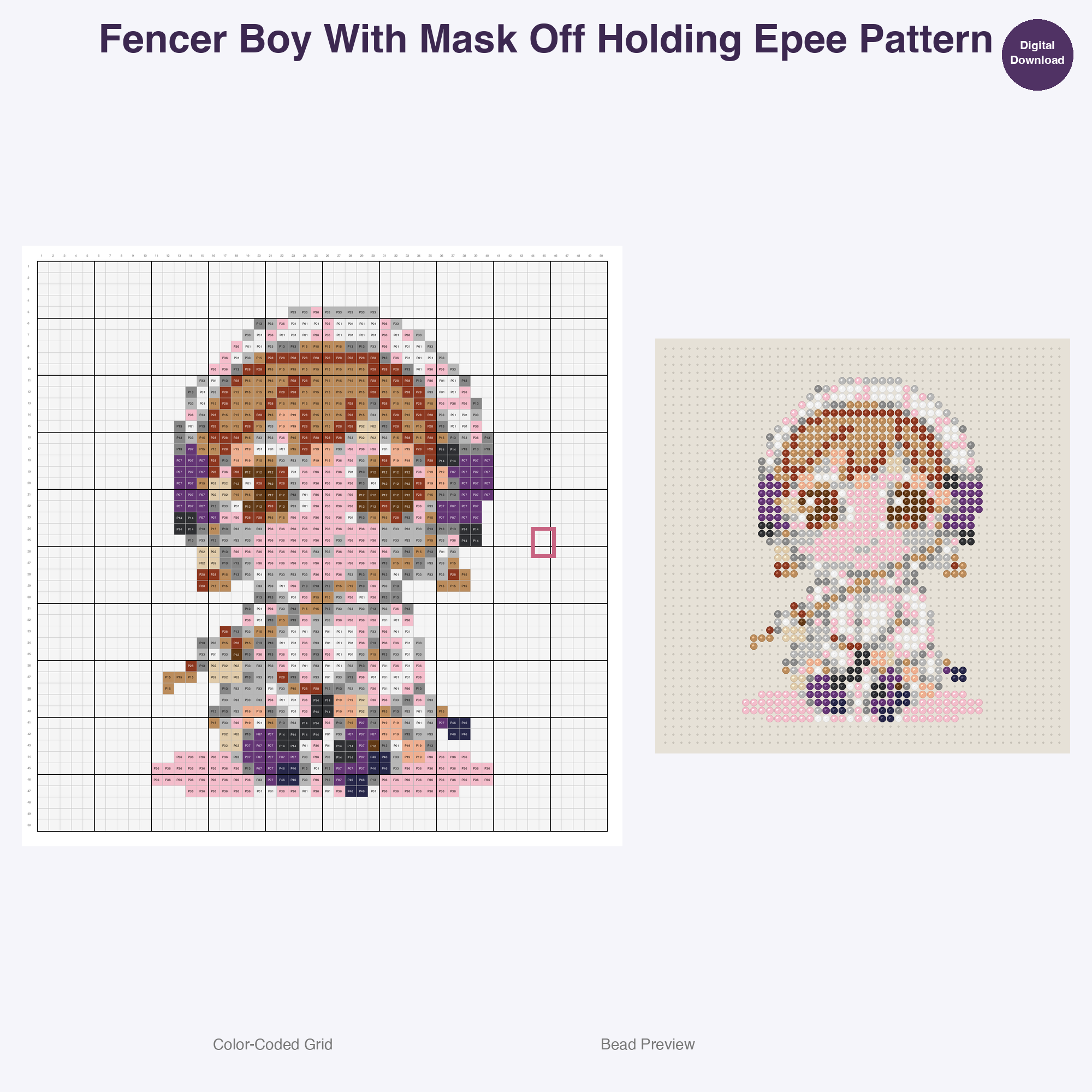 Cute Kids Fencing Adventures Perler Bead Patterns Bundle, 48 Designs (PDF Digital Download)