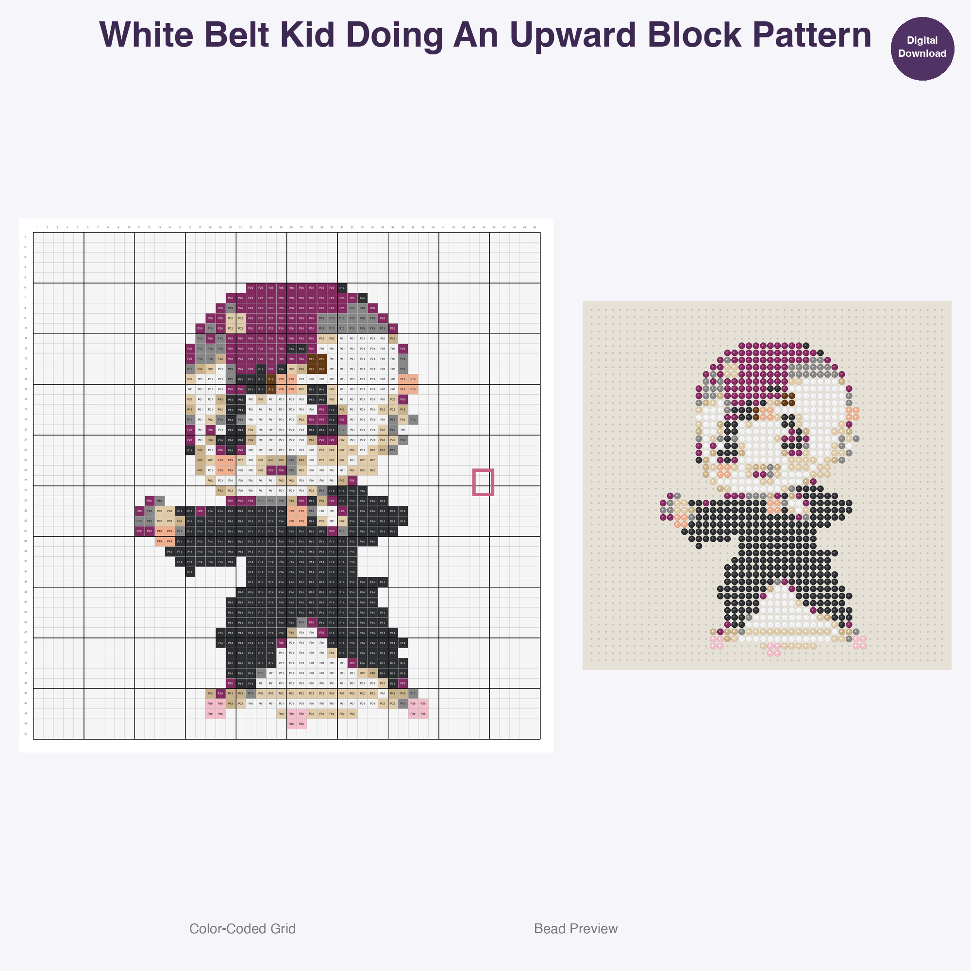 Kawaii Kids Karate Perler Bead Patterns Bundle, 48 Designs (PDF Digital Download)