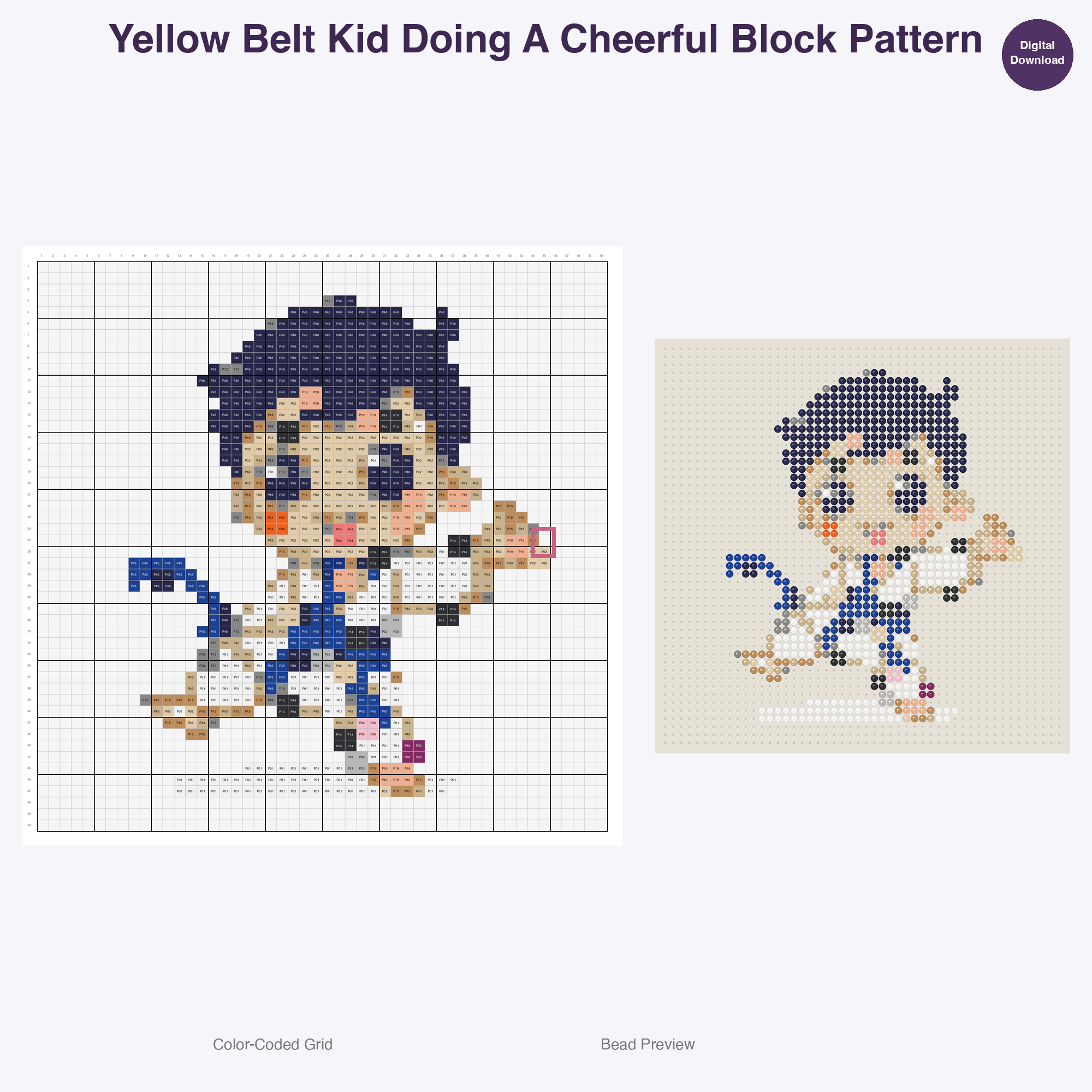 Kawaii Kids Karate Perler Bead Patterns Bundle, 48 Designs (PDF Digital Download)
