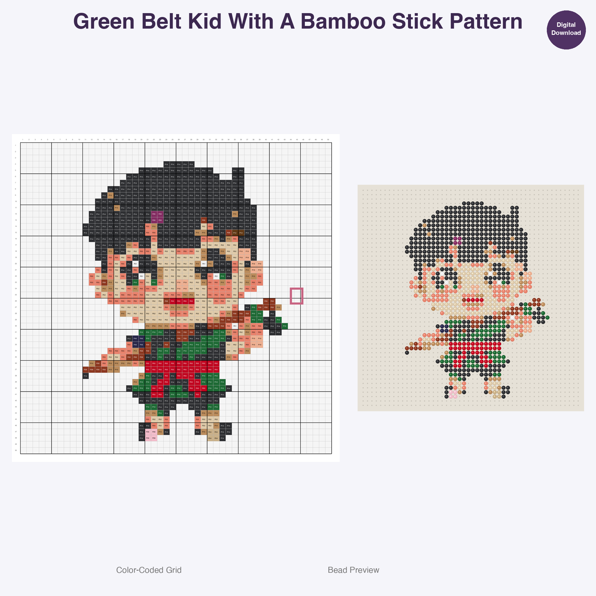 Kawaii Kids Karate Perler Bead Patterns Bundle, 48 Designs (PDF Digital Download)