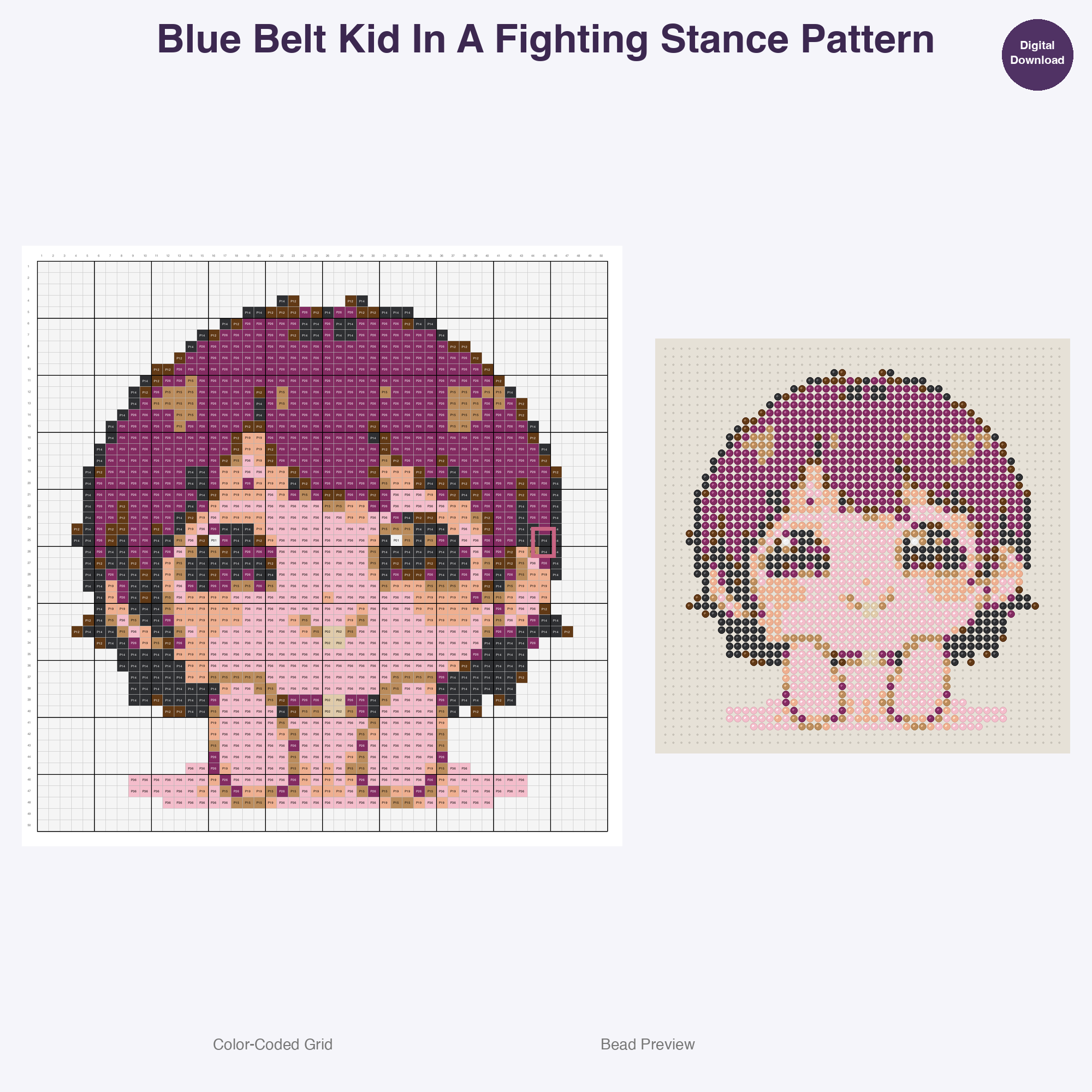 Kawaii Kids Karate Perler Bead Patterns Bundle, 48 Designs (PDF Digital Download)