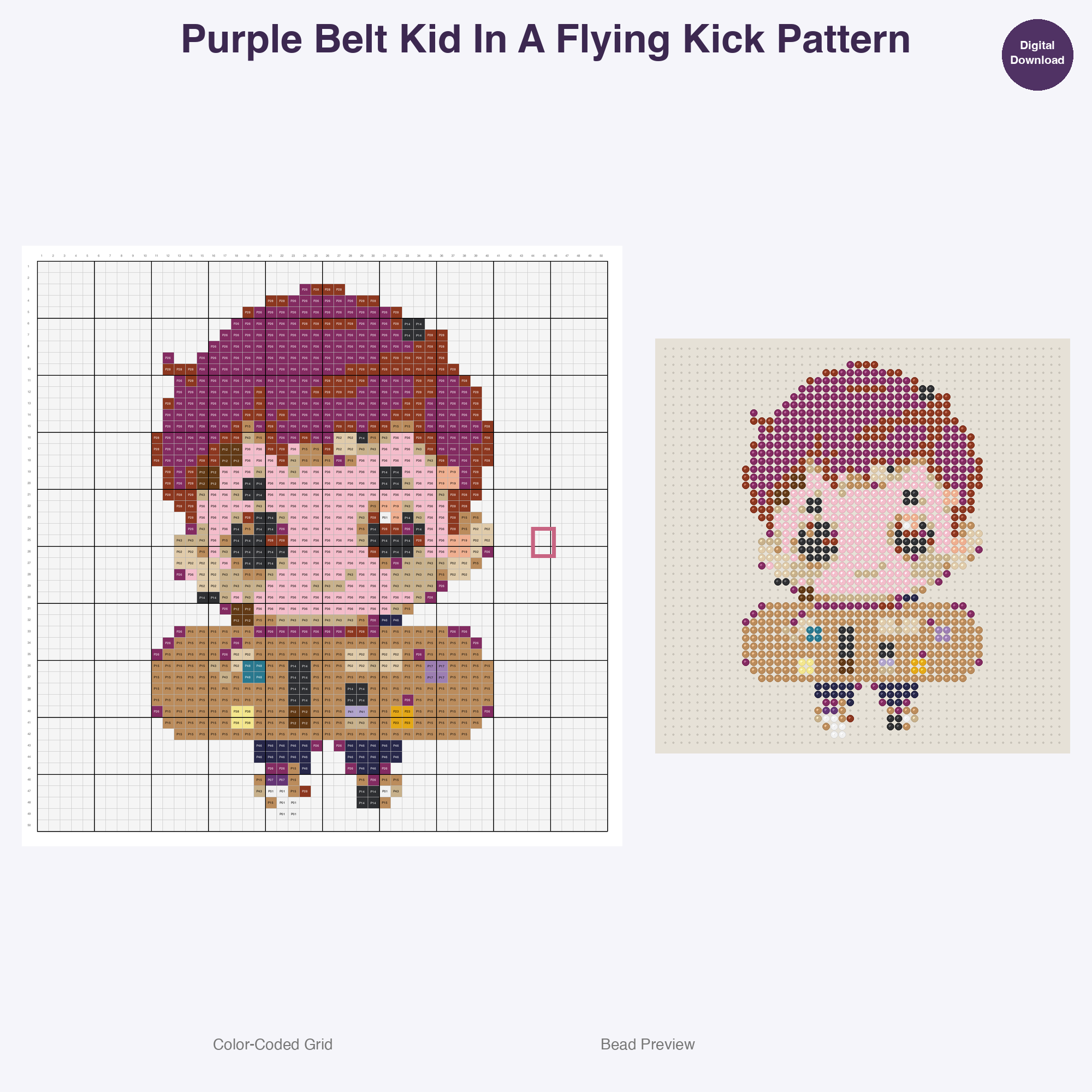 Kawaii Kids Karate Perler Bead Patterns Bundle, 48 Designs (PDF Digital Download)