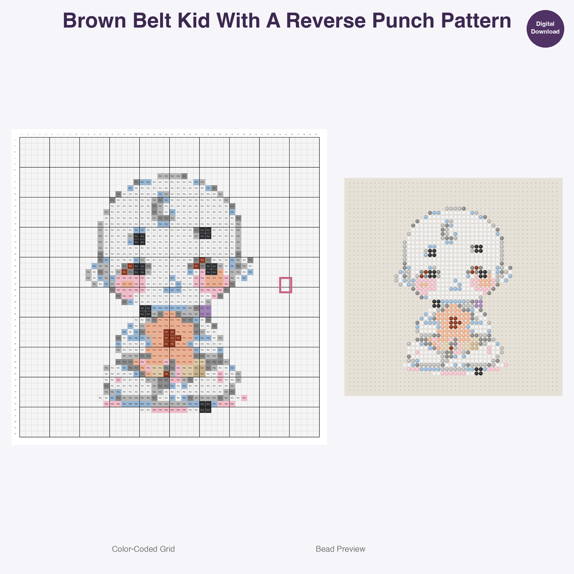 Kawaii Kids Karate Perler Bead Patterns Bundle, 48 Designs (PDF Digital Download)