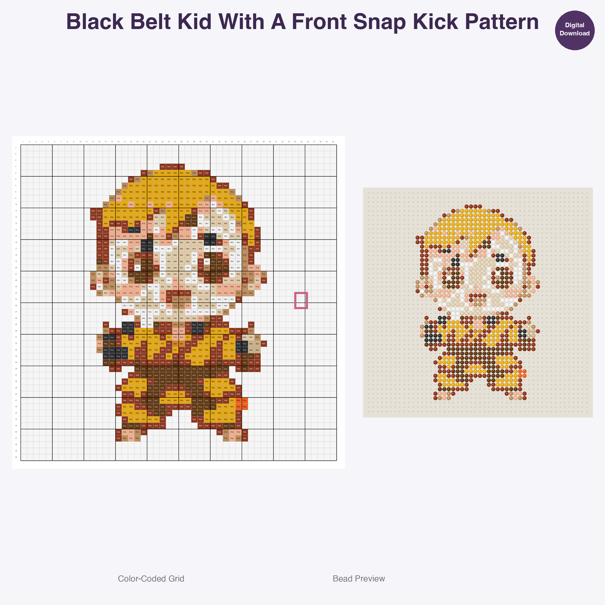 Kawaii Kids Karate Perler Bead Patterns Bundle, 48 Designs (PDF Digital Download)