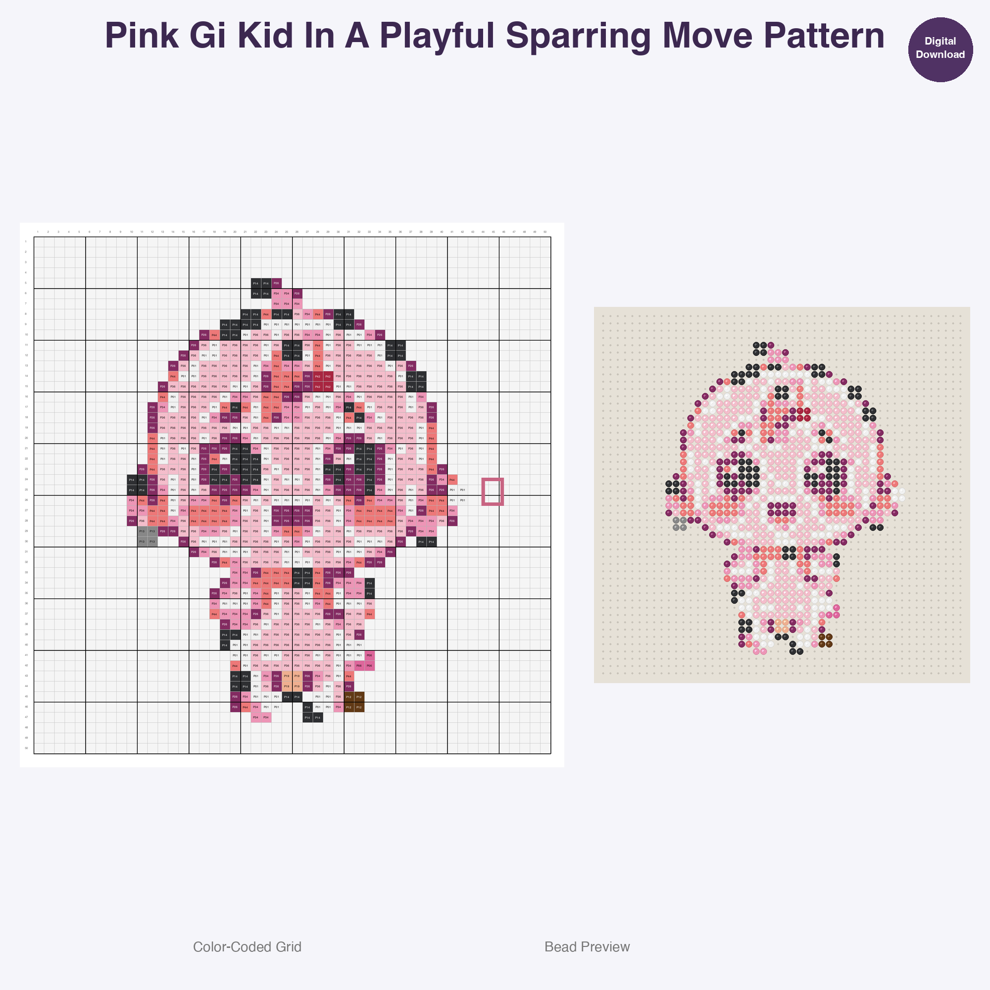 Kawaii Kids Karate Perler Bead Patterns Bundle, 48 Designs (PDF Digital Download)