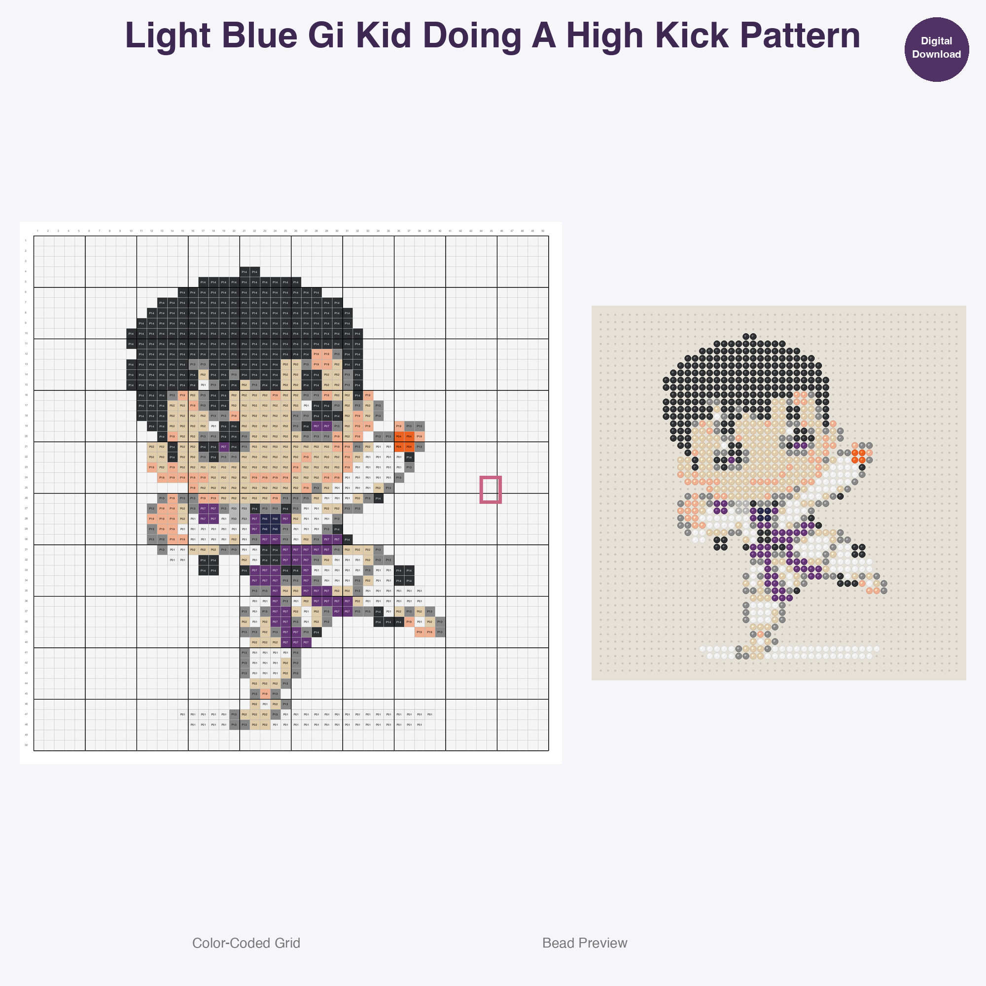 Kawaii Kids Karate Perler Bead Patterns Bundle, 48 Designs (PDF Digital Download)