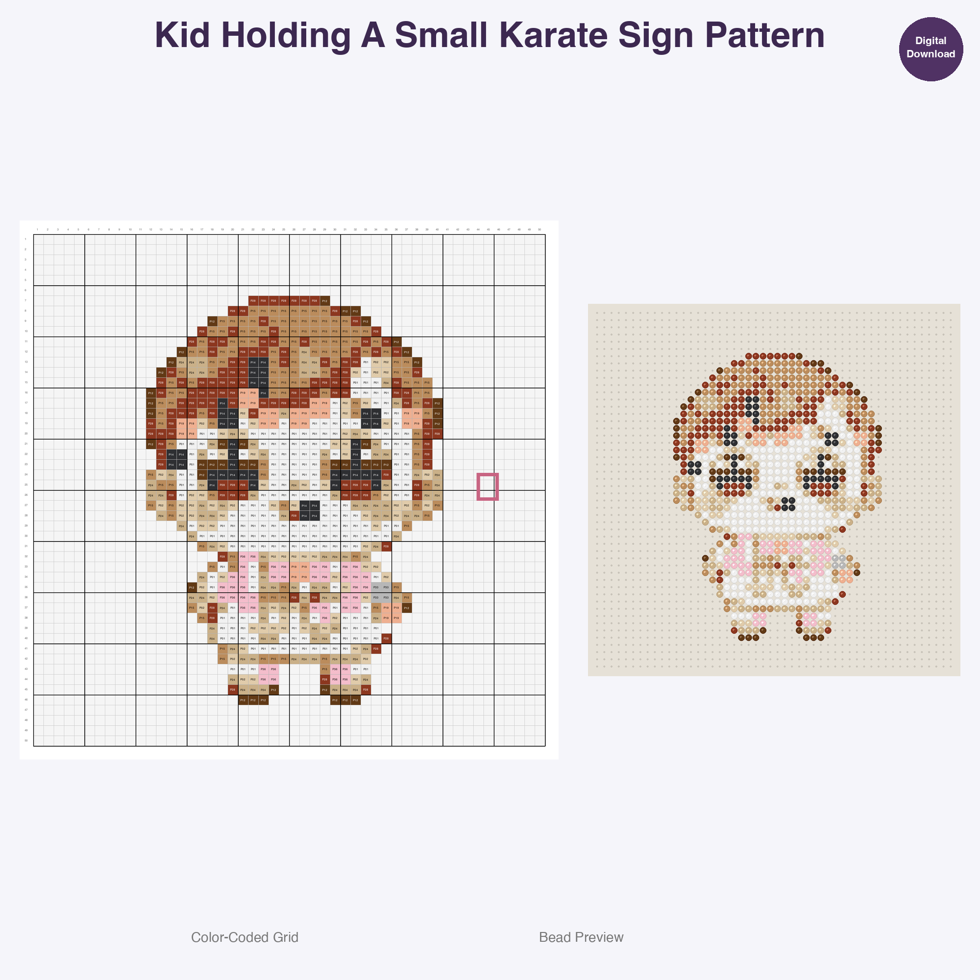 Kawaii Kids Karate Perler Bead Patterns Bundle, 48 Designs (PDF Digital Download)