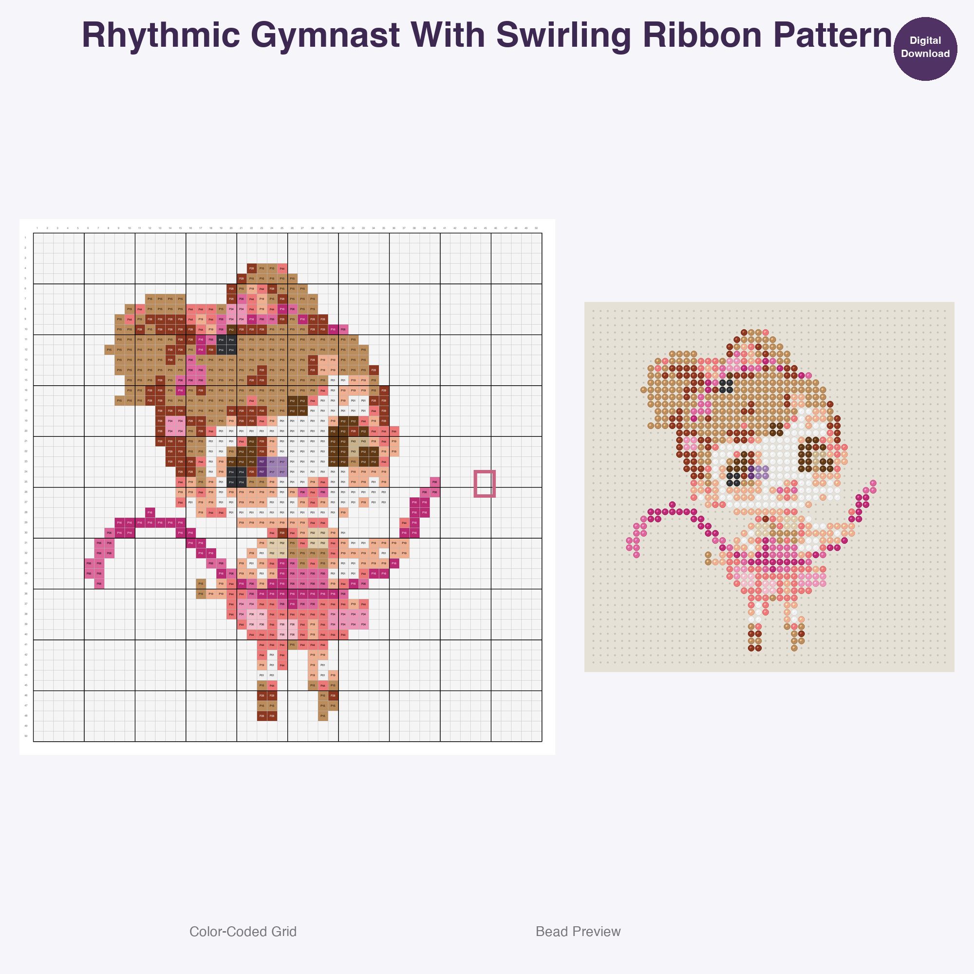 Leaps Twirls Tumbles Perler Bead Patterns, 48 Designs x 2 Grid Sizes (50x50 + 128x128), Fuse Bead PDF Digital Download