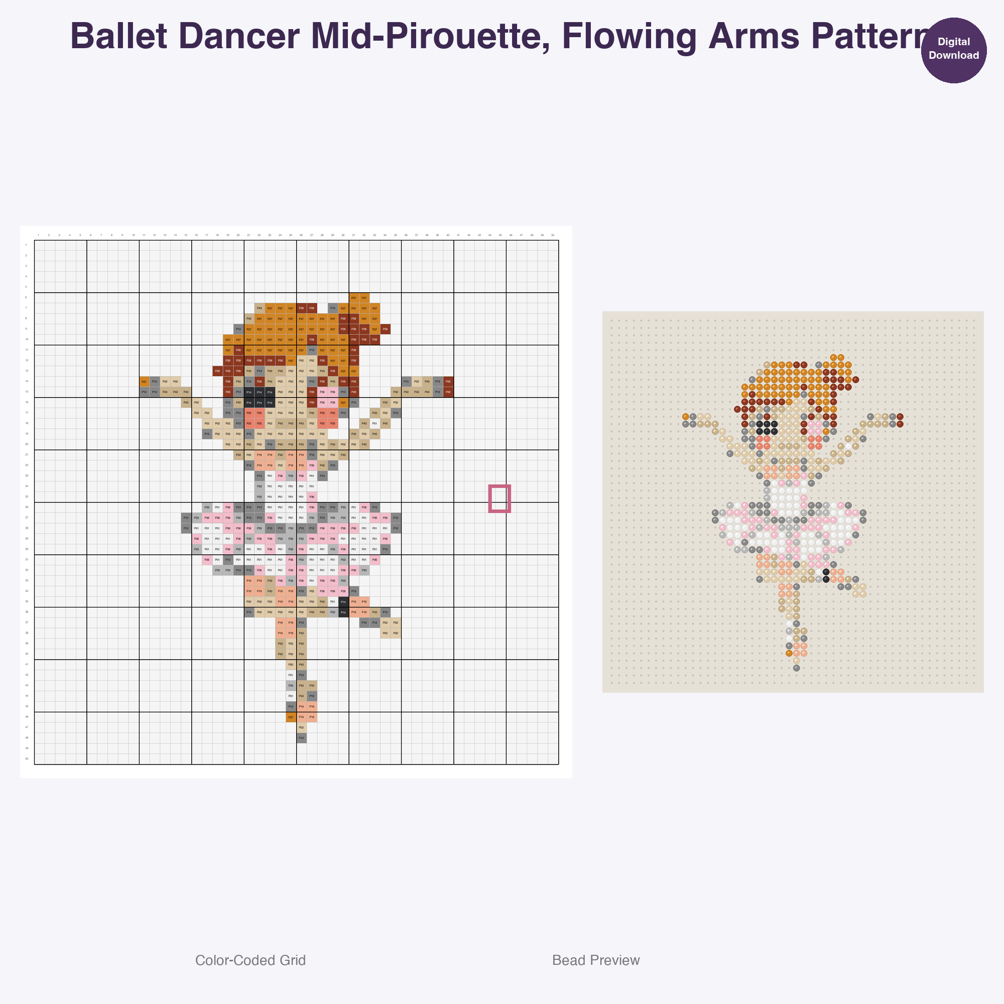 Leaps Twirls Tumbles Perler Bead Patterns, 48 Designs x 2 Grid Sizes (50x50 + 128x128), Fuse Bead PDF Digital Download