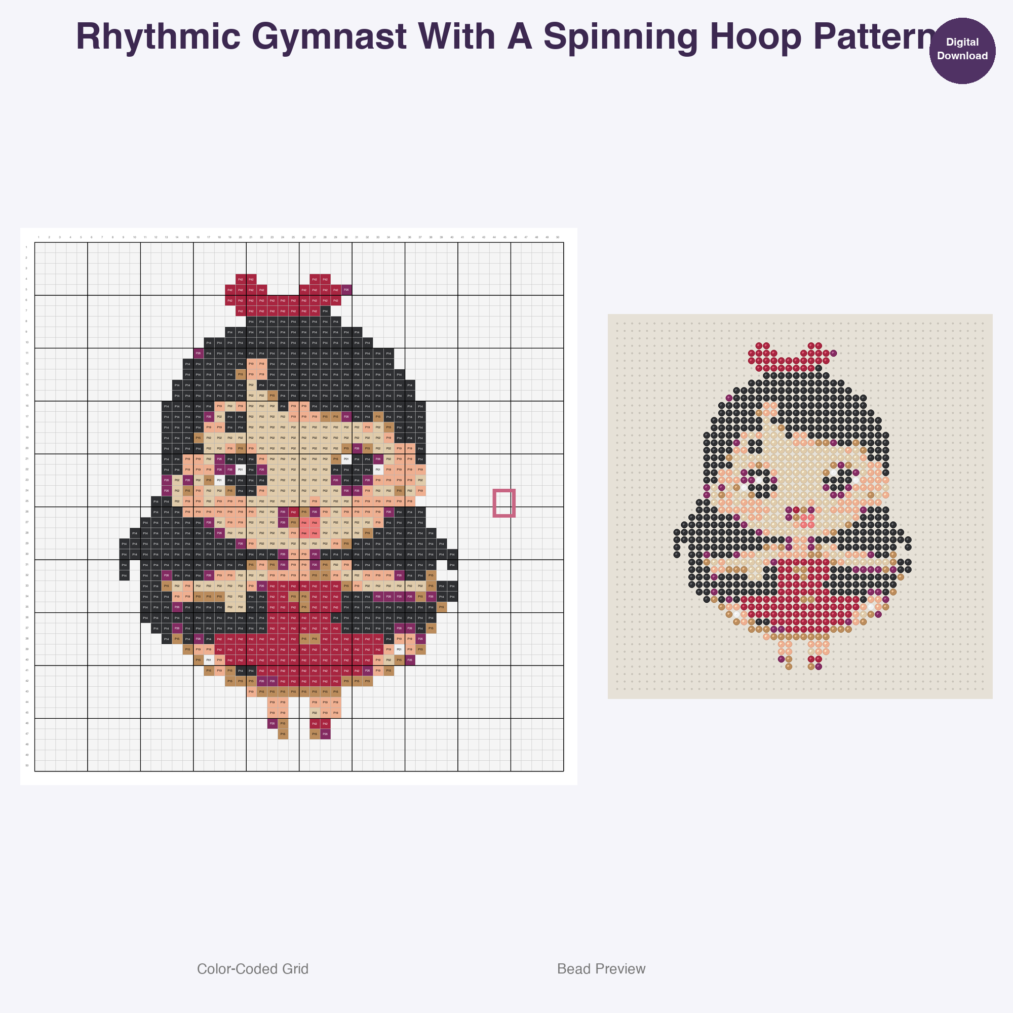 Leaps Twirls Tumbles Perler Bead Patterns, 48 Designs x 2 Grid Sizes (50x50 + 128x128), Fuse Bead PDF Digital Download