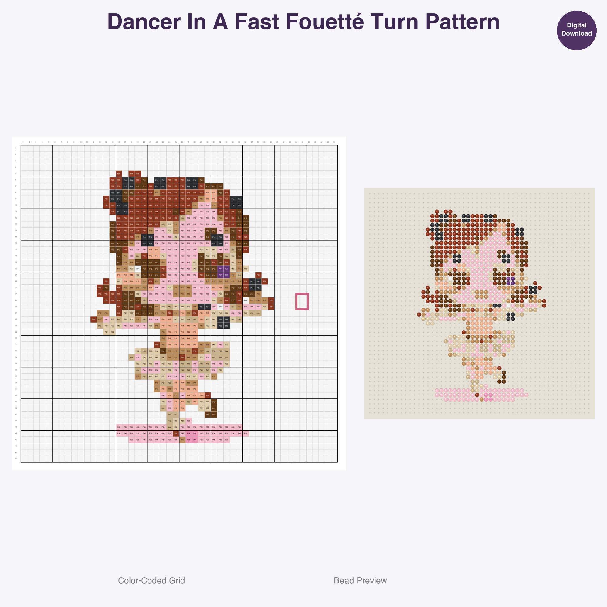 Leaps Twirls Tumbles Perler Bead Patterns, 48 Designs x 2 Grid Sizes (50x50 + 128x128), Fuse Bead PDF Digital Download