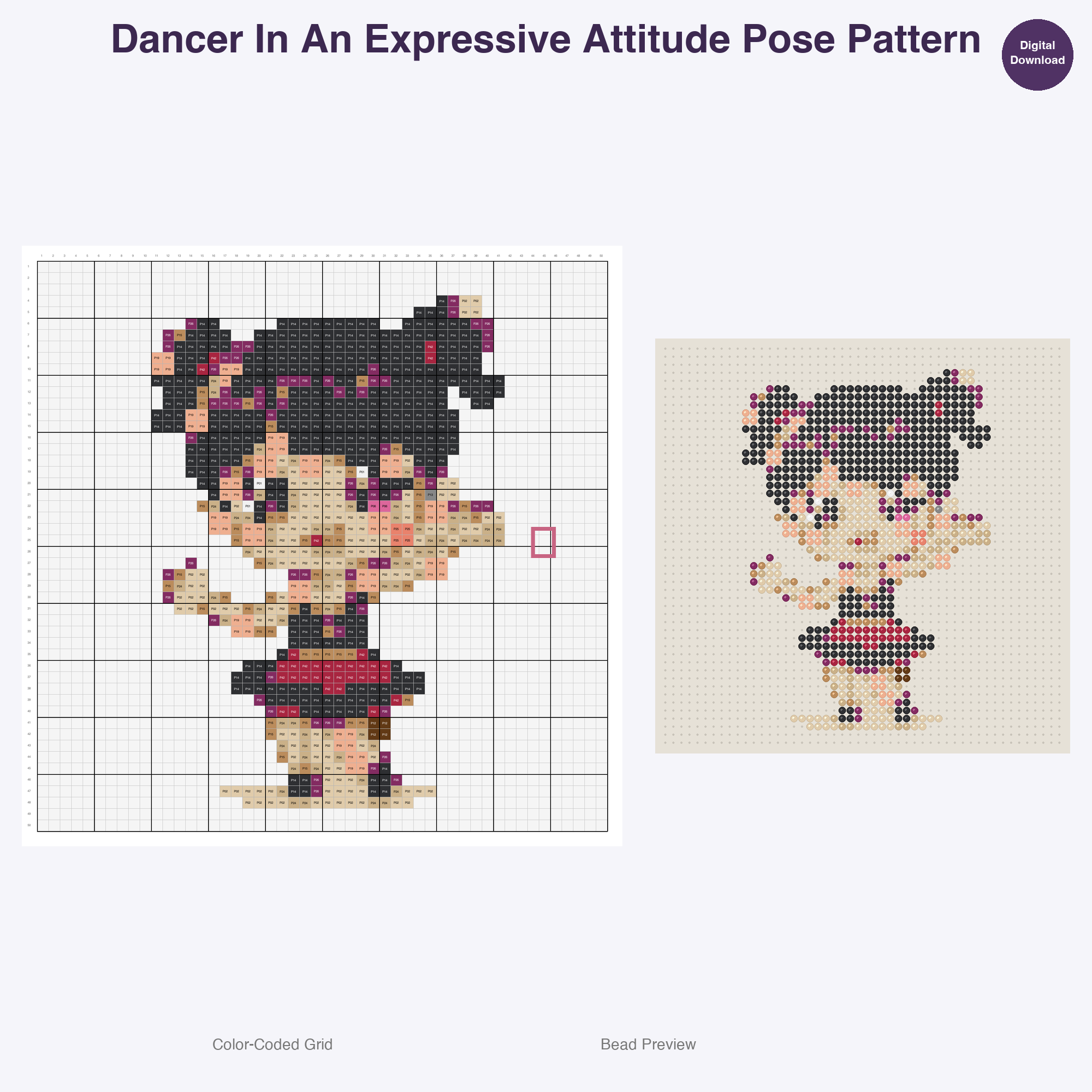 Leaps Twirls Tumbles Perler Bead Patterns, 48 Designs x 2 Grid Sizes (50x50 + 128x128), Fuse Bead PDF Digital Download