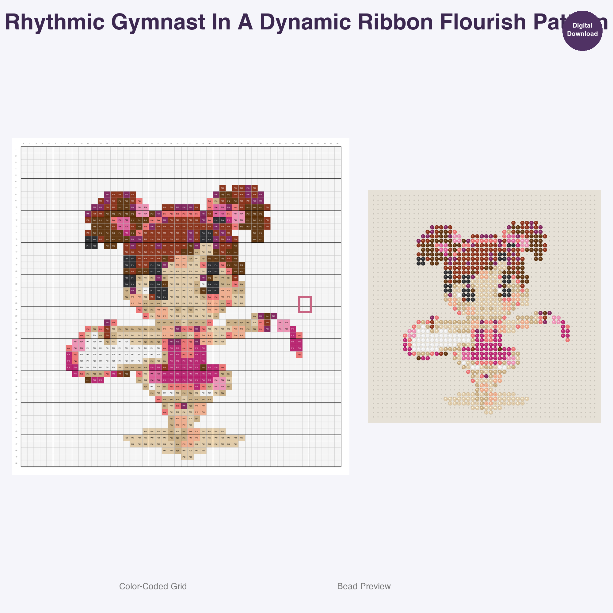 Leaps Twirls Tumbles Perler Bead Patterns, 48 Designs x 2 Grid Sizes (50x50 + 128x128), Fuse Bead PDF Digital Download